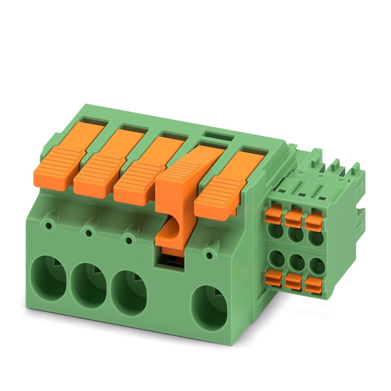 PCB hybrid connector, nominal cross section: 6 mm 2 , color: green, nominal current: 41 A, 8 A, rated voltage (III/2): 1000 V, contact surface: Sn, contact connection type: Socket, number of potentials: 10, number of rows: 1, number of positions: 10, number of connections: 10, product range: LPCH 6/..+6-STL, pitch: 7.62 mm, connection method: Lever Push-in connection, conductor/PCB connection direction: 0 °, plug-in system: COMBICON PC 6 hybrid, locking: Snap-in locking, mounting method: Latching flange, ty