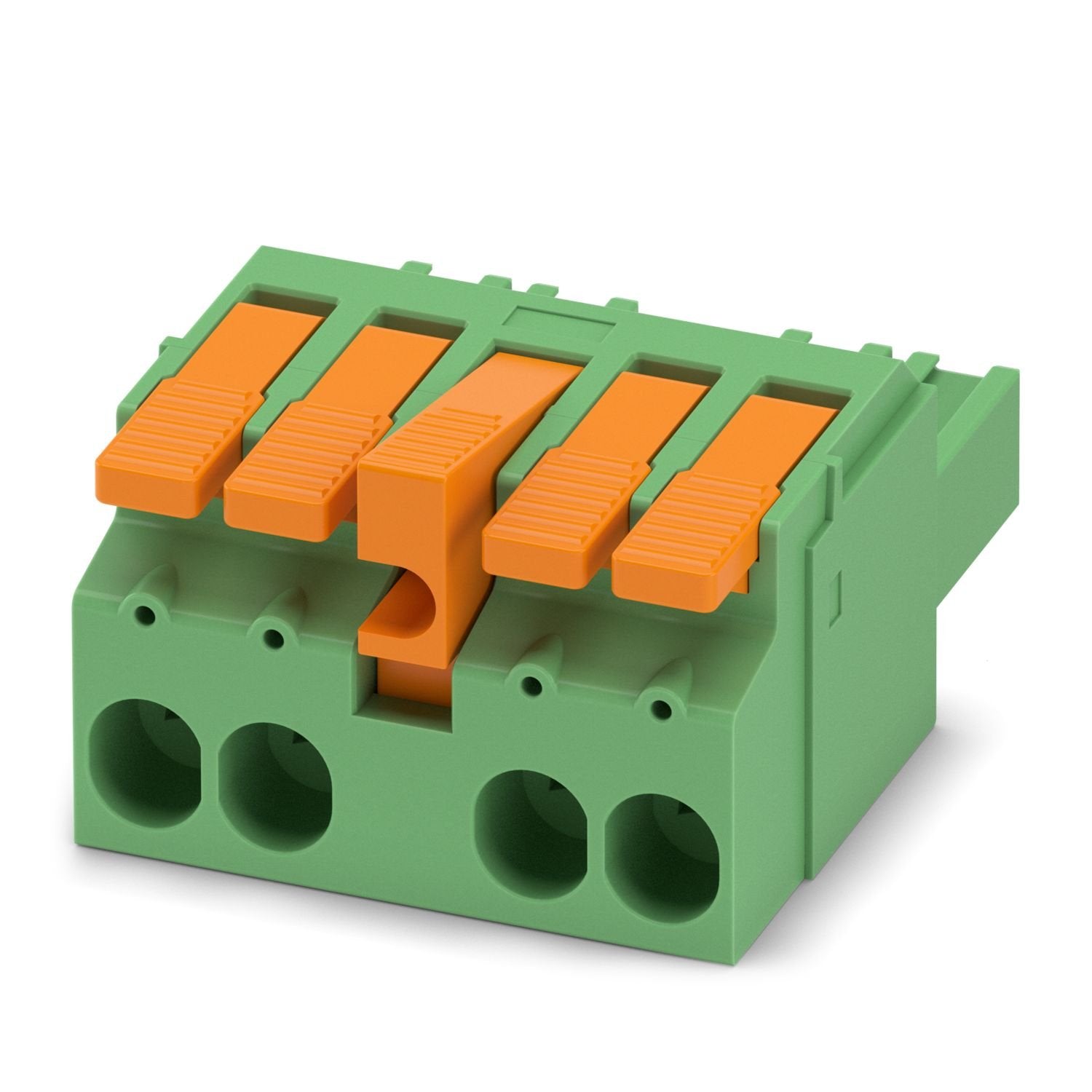 PCB connector, nominal cross section: 6 mm 2 , color: green, nominal current: 41 A, rated voltage (III/2): 1000 V, contact surface: Sn, contact connection type: Socket, number of potentials: 4, number of rows: 1, number of positions: 4, number of connections: 4, product range: LPC 6/..-STL, pitch: 7.62 mm, connection method: Lever Push-in connection, conductor/PCB connection direction: 0 °, locking clip: - without locking clip, plug-in system: COMBICON PC 6, locking: Snap-in locking, mounting method: Latchi