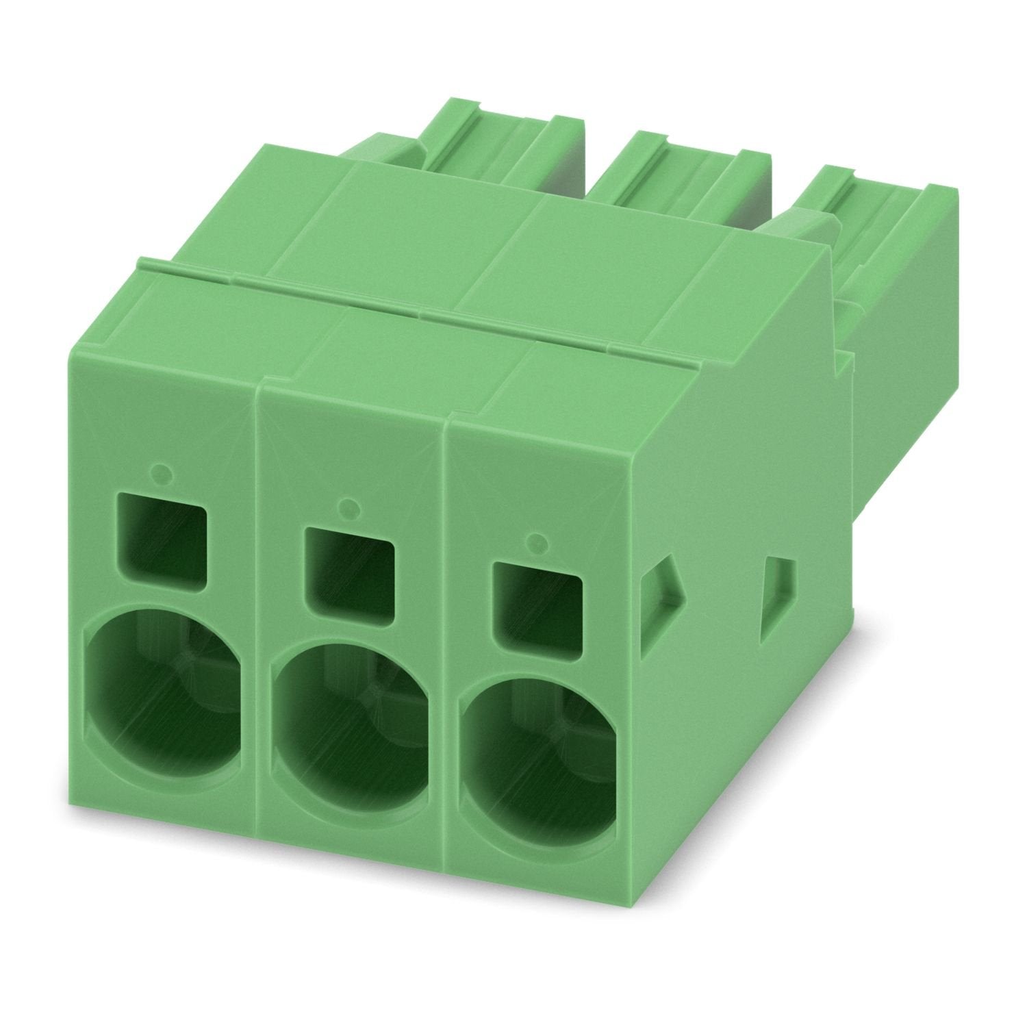 PCB connector, nominal cross section: 6 mm 2 , color: green, nominal current: 32 A, rated voltage (III/2): 1000 V, contact surface: Sn, contact connection type: Socket, number of potentials: 3, number of rows: 1, number of positions: 3, number of connections: 3, product range: SPC 5/..-ST, pitch: 7.62 mm, connection method: Push-in spring connection, conductor/PCB connection direction: 0 °, locking clip: - Locking clip, plug-in system: COMBICON PC 5, locking: without, mounting method: without, type of packa