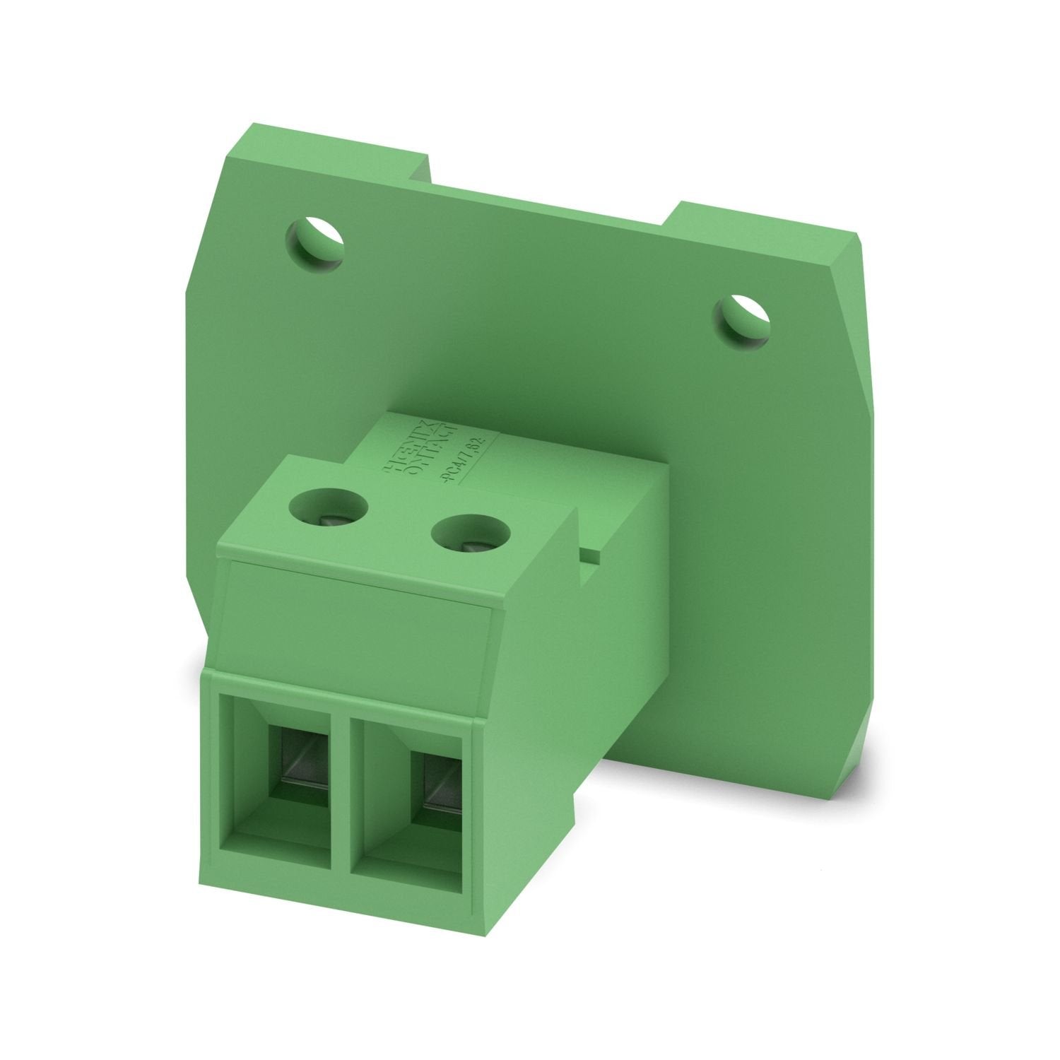 Feed-through connector, nominal cross section: 4 mm 2 , color: green, nominal current: 20 A, rated voltage (III/2): 630 V, contact surface: Sn, contact connection type: Pin, number of potentials: 2, number of rows: 1, number of positions: 2, number of connections: 2, product range: DFK-PC 4/..-GF, pitch: 7.62 mm, connection method: Screw connection with tension sleeve, screw head form: L Slotted, mounting: Direct mounting, conductor/PCB connection direction: 0 °, number of solder pins per potential: 1, plug