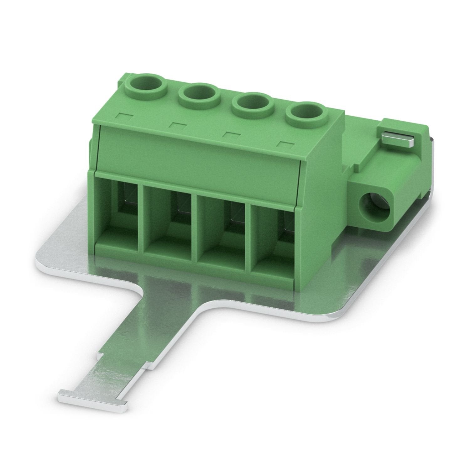 PCB connector, nominal cross section: 16 mm 2 , color: green, nominal current: 76 A, rated voltage (III/2): 1000 V, contact surface: Ag, contact connection type: Pin, number of potentials: 4, number of rows: 1, number of positions: 4, number of connections: 4, product range: IPC 16/..-STF-SH, pitch: 10.16 mm, connection method: Screw connection with tension sleeve, screw head form: L Slotted, conductor/PCB connection direction: 0 °, locking clip: - without locking clip, plug-in system: COMBICON PC 16, Elect