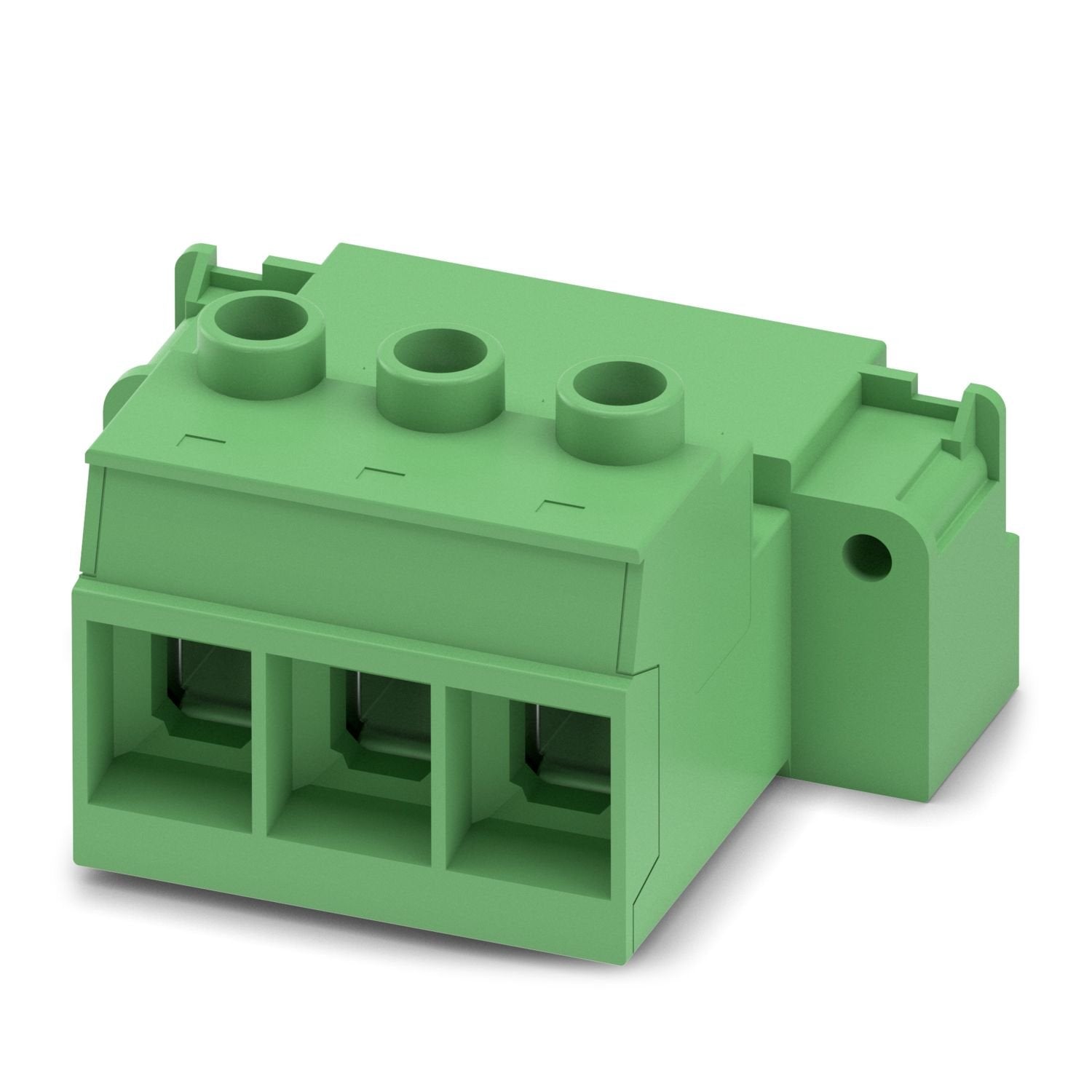 PCB connector, nominal cross section: 35 mm 2 , color: green, nominal current: 125 A, rated voltage (III/2): 1000 V, contact surface: Ag, contact connection type: Pin, number of potentials: 3, number of rows: 1, number of positions: 3, number of connections: 3, product range: IPC 35 HC/..-STGF, pitch: 15 mm, connection method: Screw connection with tension sleeve, screw head form: L Slotted, conductor/PCB connection direction: 0 °, locking clip: - without locking clip, plug-in system: COMBICON PC 35, lockin