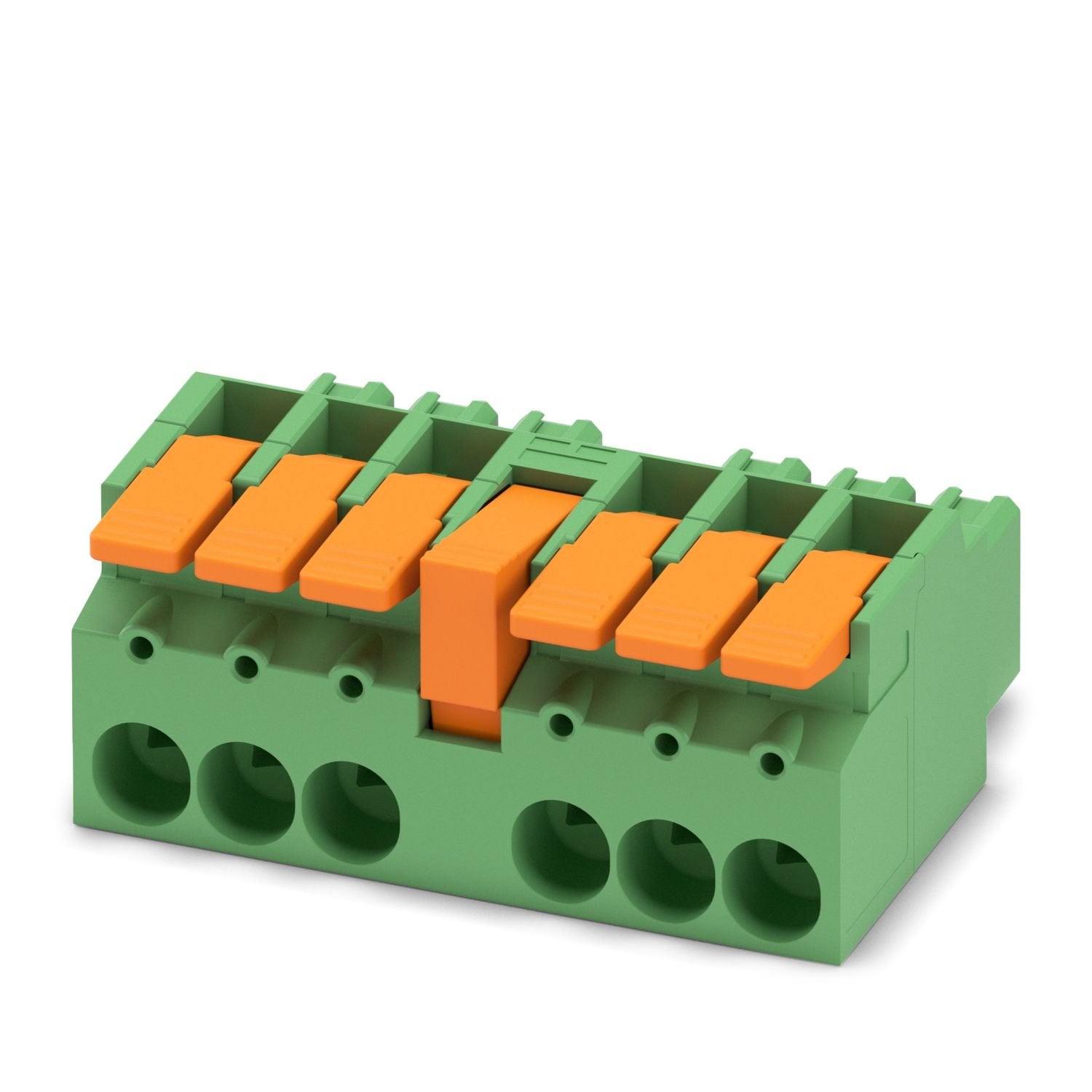 PCB connector, nominal cross section: 16 mm 2 , color: green, nominal current: 76 A, rated voltage (III/2): 1000 V, contact surface: Sn, contact connection type: Socket, number of rows: 1, number of positions: 6, product range: LPC 16 HC/..-STL, pitch: 10.16 mm, connection method: Lever Push-in connection, conductor/PCB connection direction: 0 °, locking clip: - without locking clip, plug-in system: COMBICON PC 16 advanced, locking: Snap-in locking, mounting method: Latching flange, type of packaging: packe
