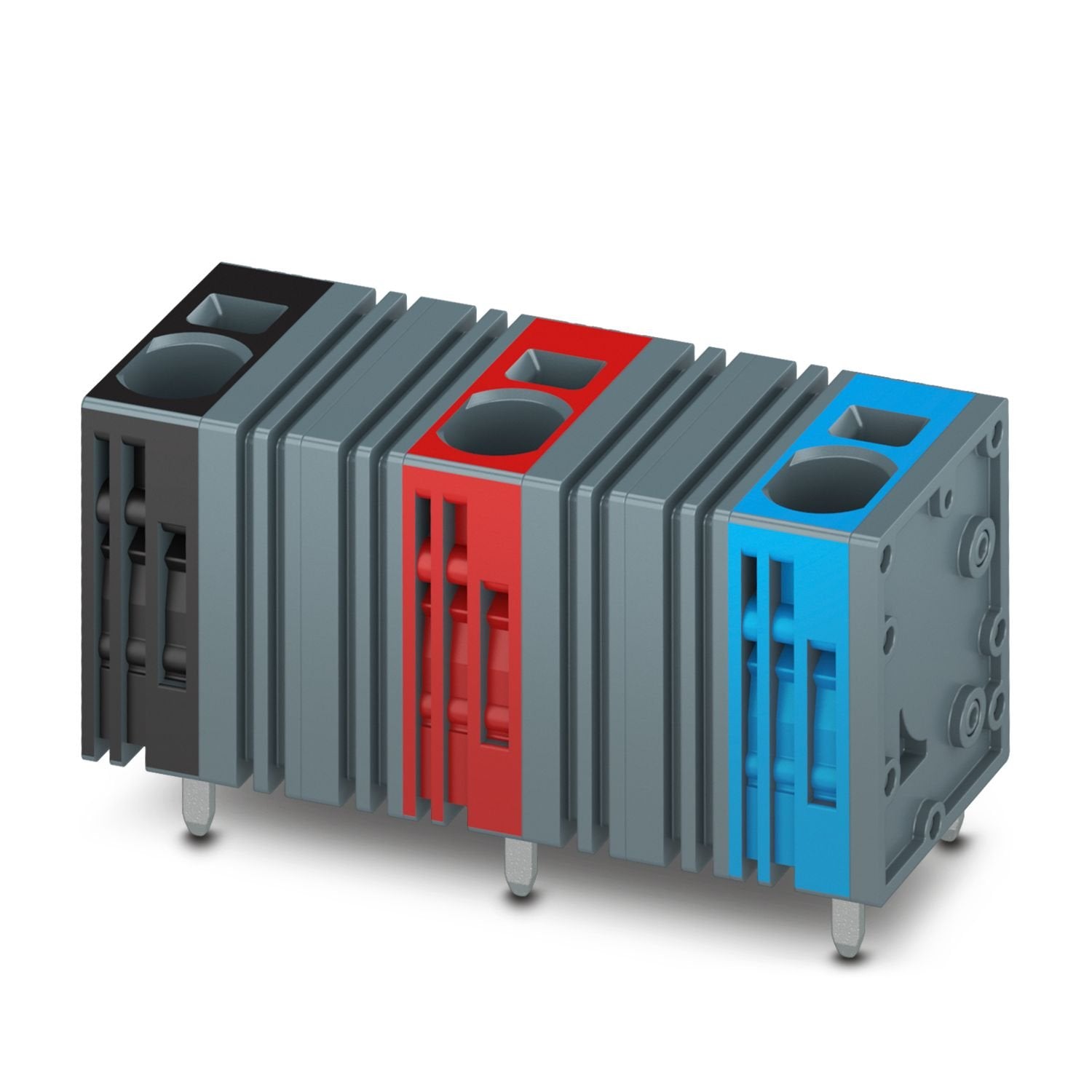 PCB terminal block, modular, Push-in spring-cage connection, 3.5 mm ... 15 mm pitch, rated current up to 125 A, rated voltage up to 1500 V depending on the selected spacer, rated cross-section of 1.5 mm 2 ... 35 mm 2 , individual configuration