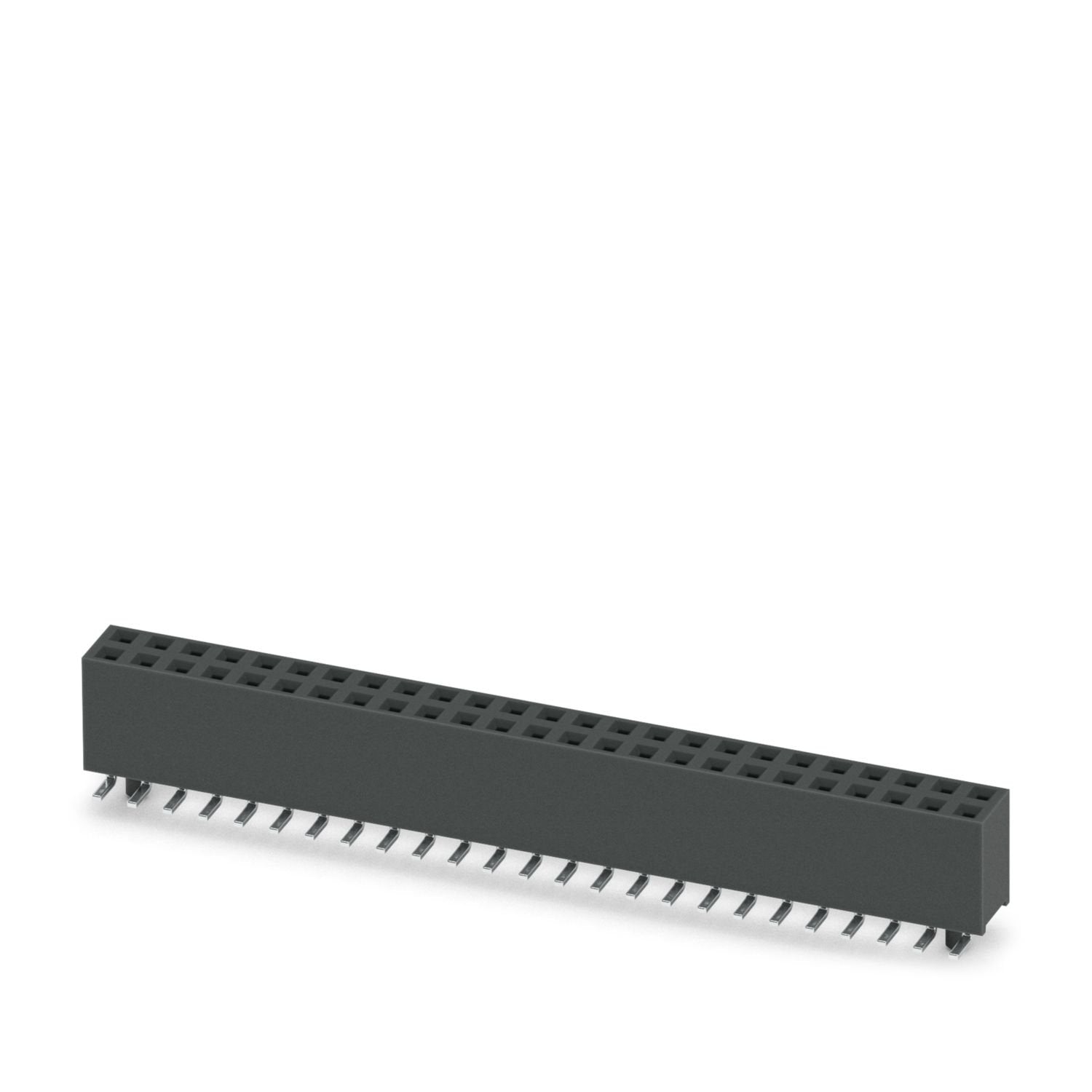 SMD socket, nominal current: 3 A, test voltage: 500 V AC, number of positions: 50, pitch: 2.54 mm, color: black, contact surface: Au, contact connection type: Socket, mounting: SMD soldering