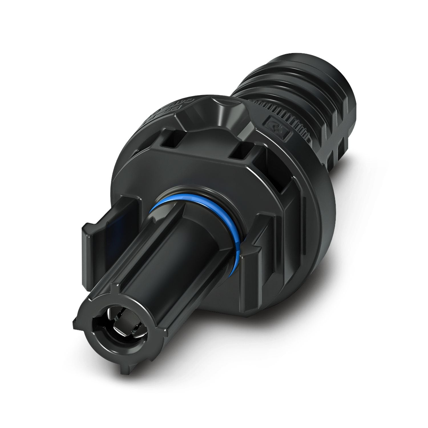 Device connector front mounting, Range of articles: BPP, color: blue/black, number of positions: 1, min. conductor cross-section: 2.5 mm 2 , max. conductor cross-section: 6 mm 2 , rated voltage: 1500 V DC, rated current: 38 A, Connection method: Crimp, max. cable diameter: 5.8 mm