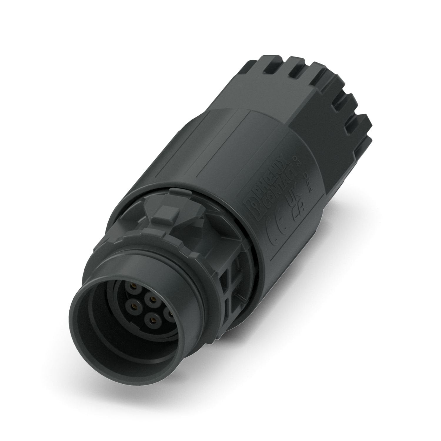 Coupler connector, Range of articles: PRC 20, design: Straight, color: black, number of positions: 7, min. conductor cross-section: 0.75 mm 2 , max. conductor cross-section: 1 mm 2 , rated voltage: Dreiphasig 630 V AC, rated current: 8.5 A, Connection method: Crimp connection, min. cable diameter: 6 mm, max. cable diameter: 14 mm, Setting option for release: 1. with a tool or 2. by hand