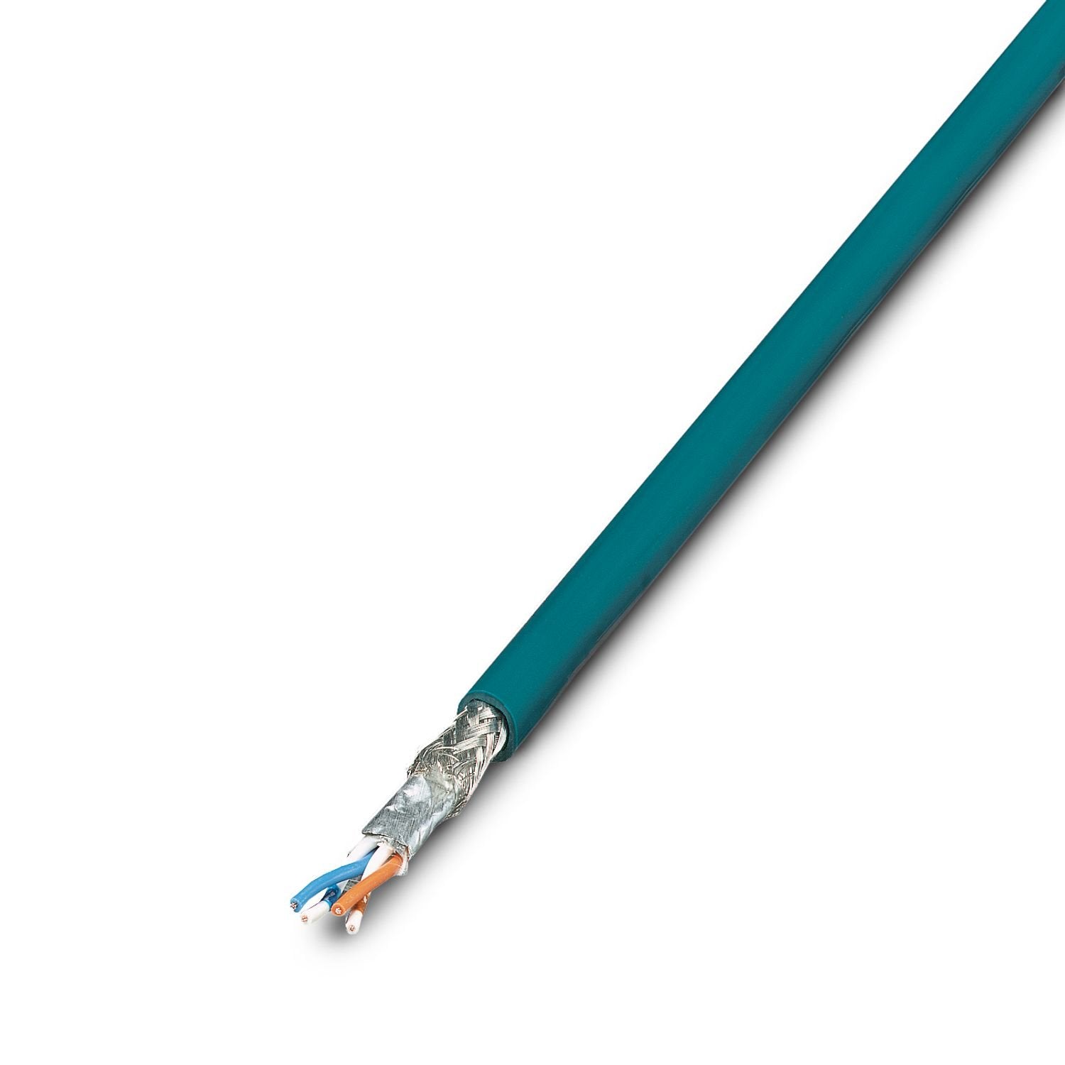 CAT5-SF/UTP cable (J-LI02YS(ST)C H 2 x 2 x 26 AWG), light-duty, flexible installation cable 2 x 2 x 0.14 mm 2 , stranded, shielded, outer sheath: 5.75 mm ± 0.15 mm diameter, preassembled on both sides with RJ45 plug, crossover or line assignment