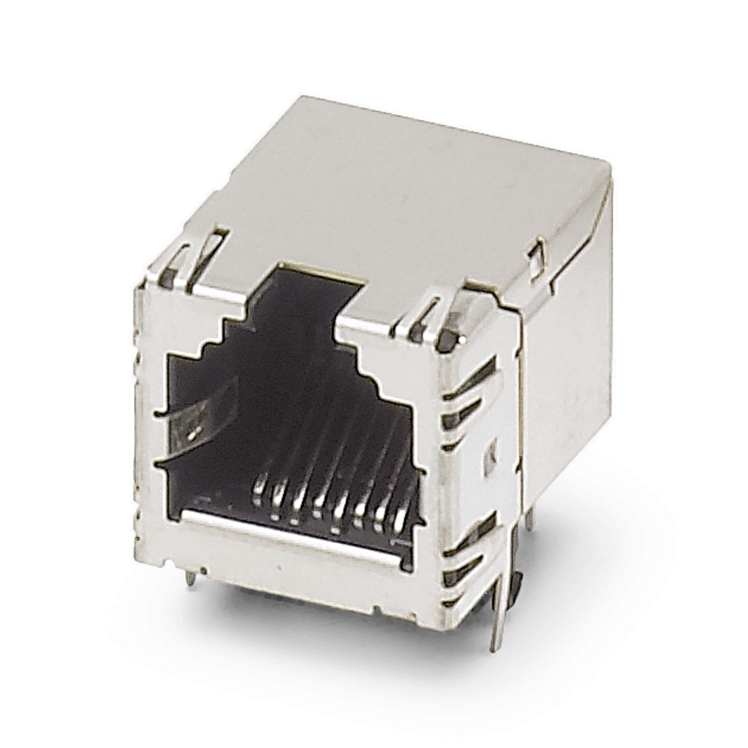 Modular RJ45 PCB connectors, design: THD, number of positions: 8 (8P8C), 1 Gbps, degree of protection: IP20, connection method: Female, packaged in slip lid box