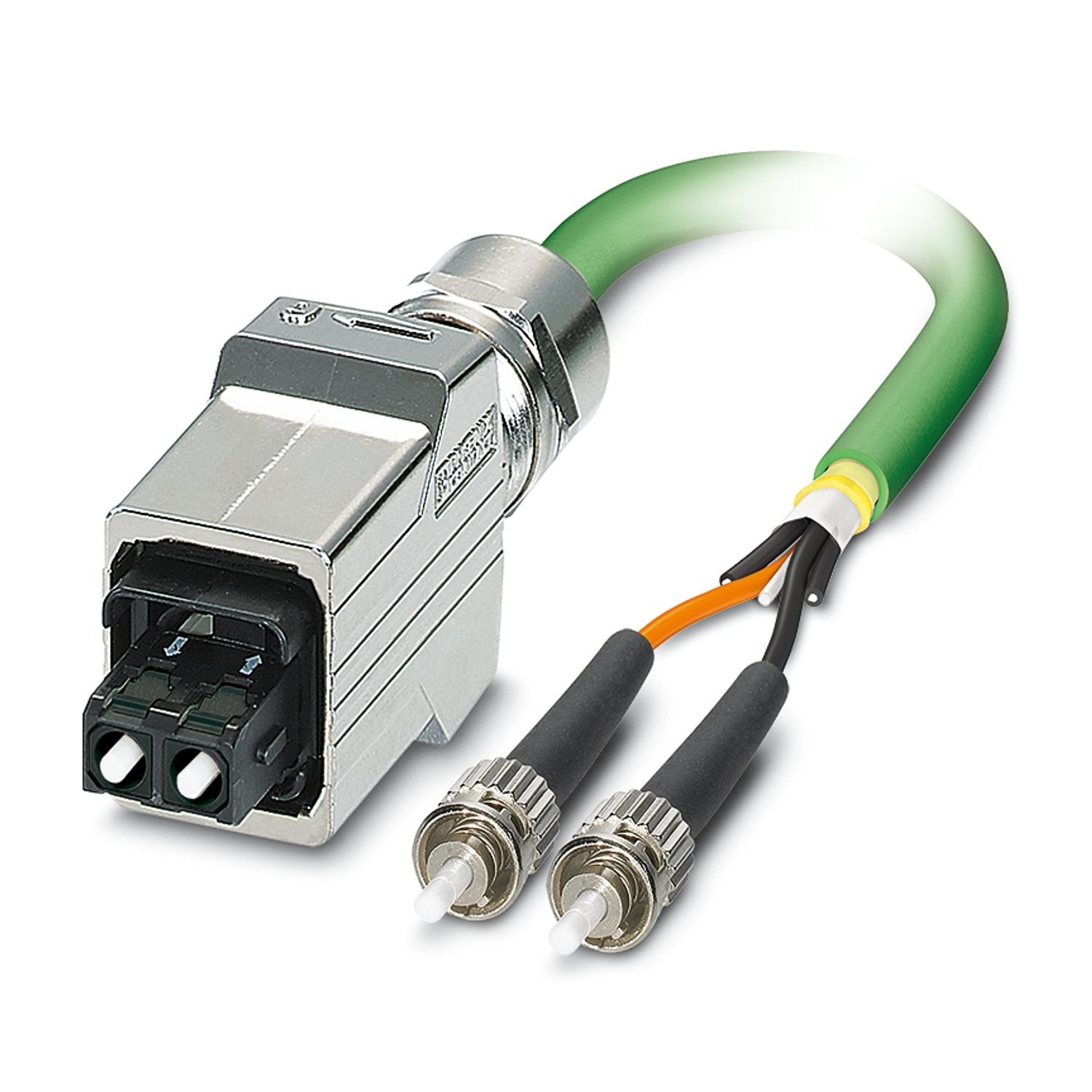 Assembled FO cable, PROFINET cable type B, 200/230 µm PCF fiber, SC-RJ/IP67 push-pull metal housing to BFOC(ST)/IP20, PVC outer sheath, halogen-free, ozone and UV resistant, for fixed indoor installation, variable length
