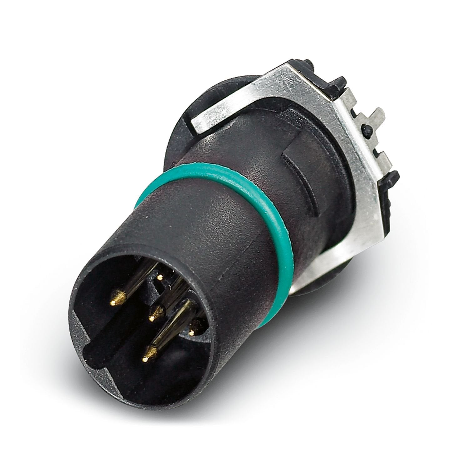 Contact carrier, 5-position, Pin, straight, M12, B-coding, THR solder connection, Item is lead-free in accordance with RoHS II without Exemption 6c (Pb < 0.1 %)