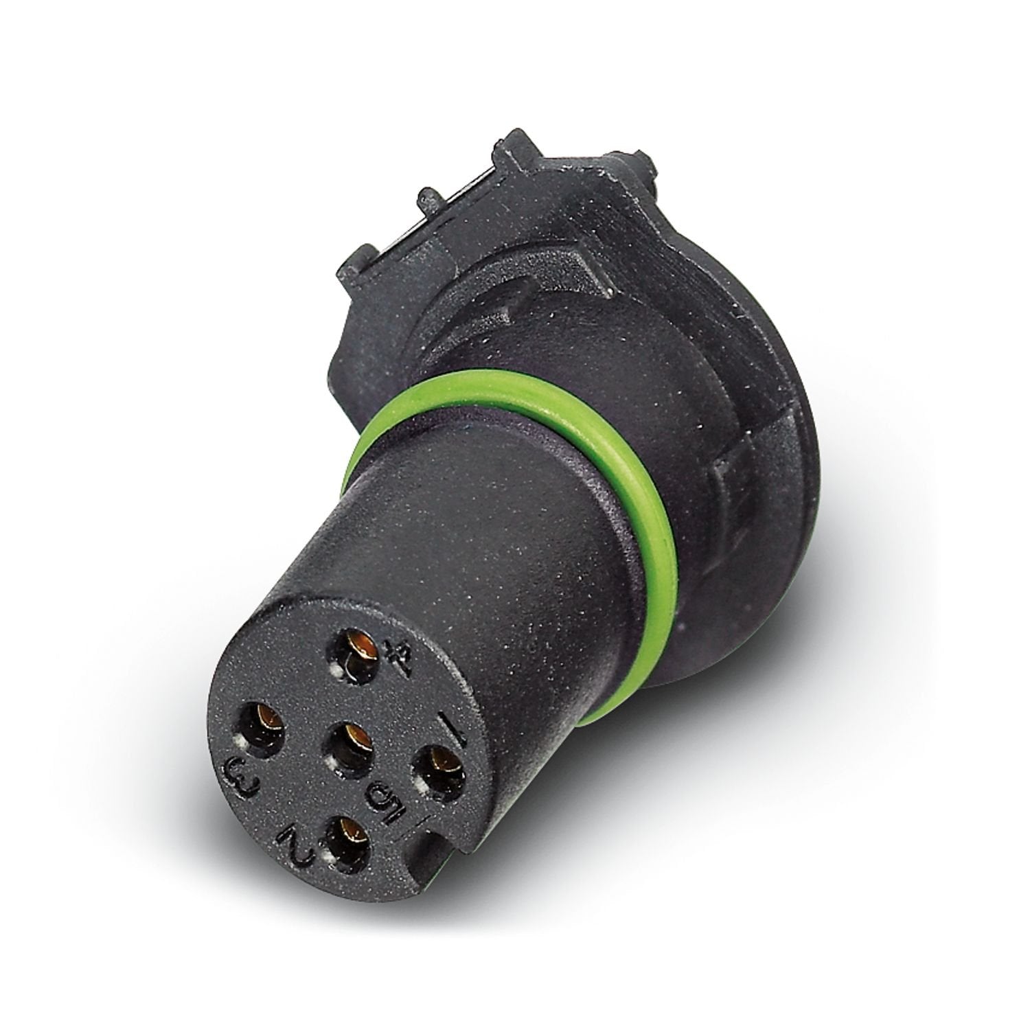 Contact carrier, 5-position, Socket, straight, M12, A-coding, THR solder connection, this item is expected to be lead-free from Q1 2026 in accordance with RoHS II without exception 6c (Pb < 0.1%), a lead-free alternative is possible on request in advance