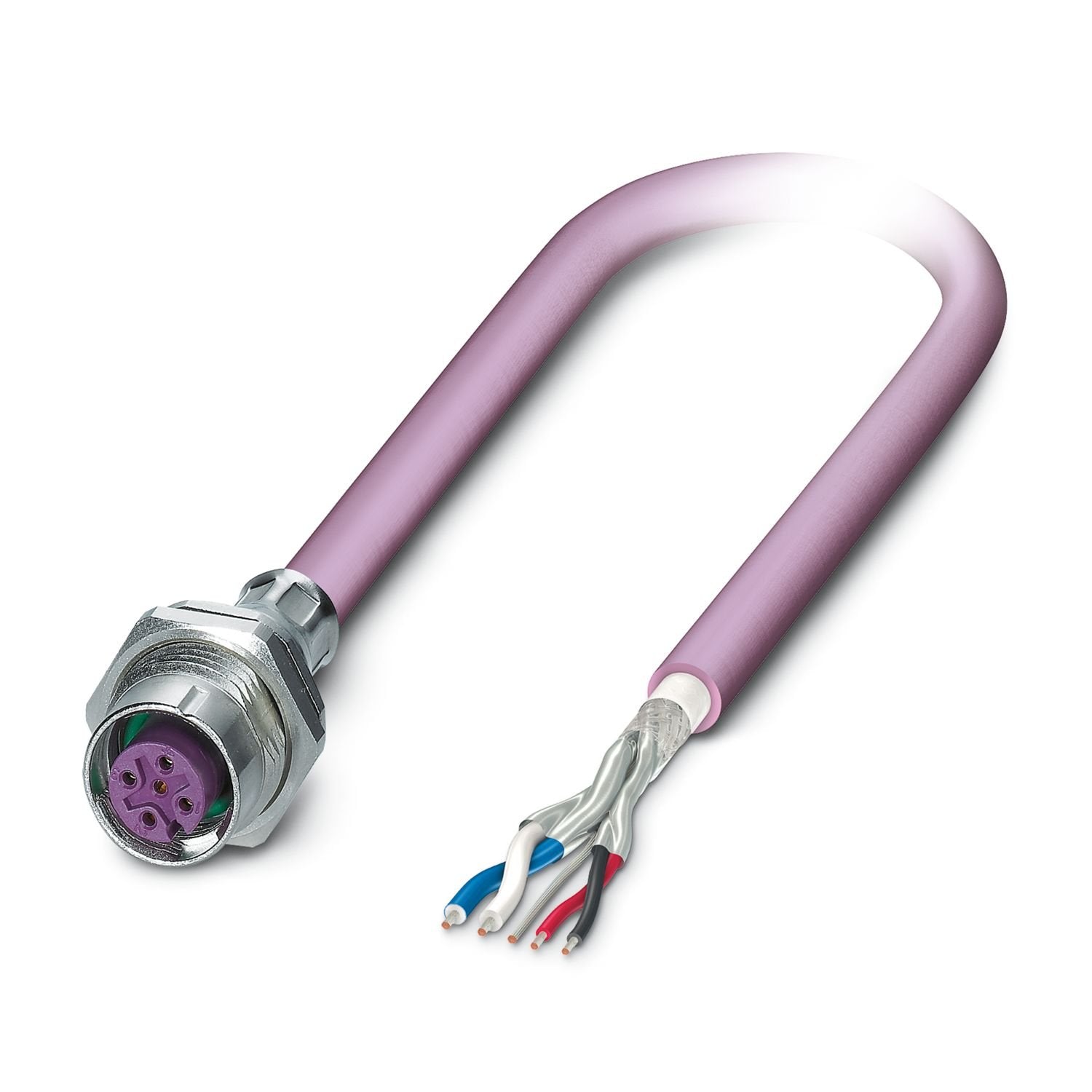 Bus system flush-type socket, DeviceNet/CANopen, 5-pos., M12, shielded, A-coded, Speedcon, rear/screw mounting with Pg9 thread, with 0.5 m bus cable, 2 x 0.2 mm 2 ; 2 x 0.32 mm 2
