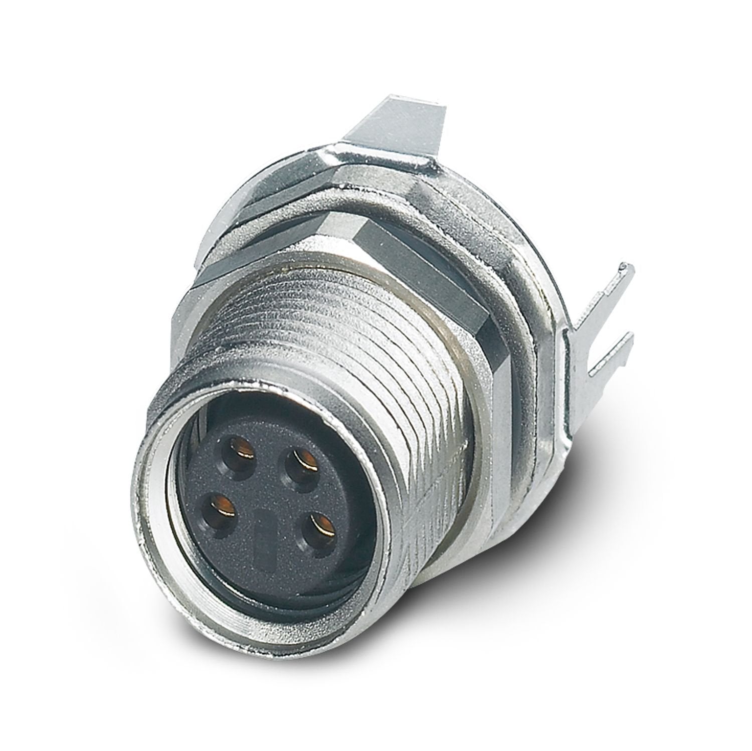 Device connector rear mounting, 4-position, Socket, straight, M8, A-coding, Wave soldering