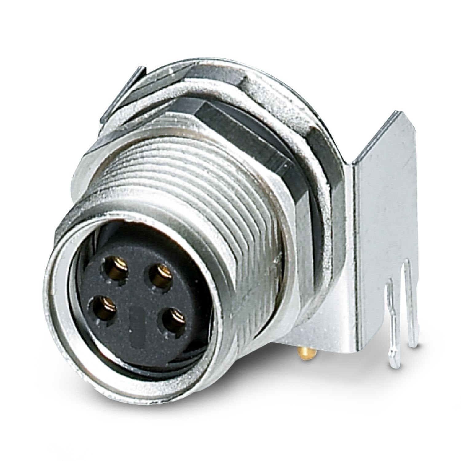 Device connector rear mounting, 4-position, Socket, angled, M8, A-coding, Wave soldering