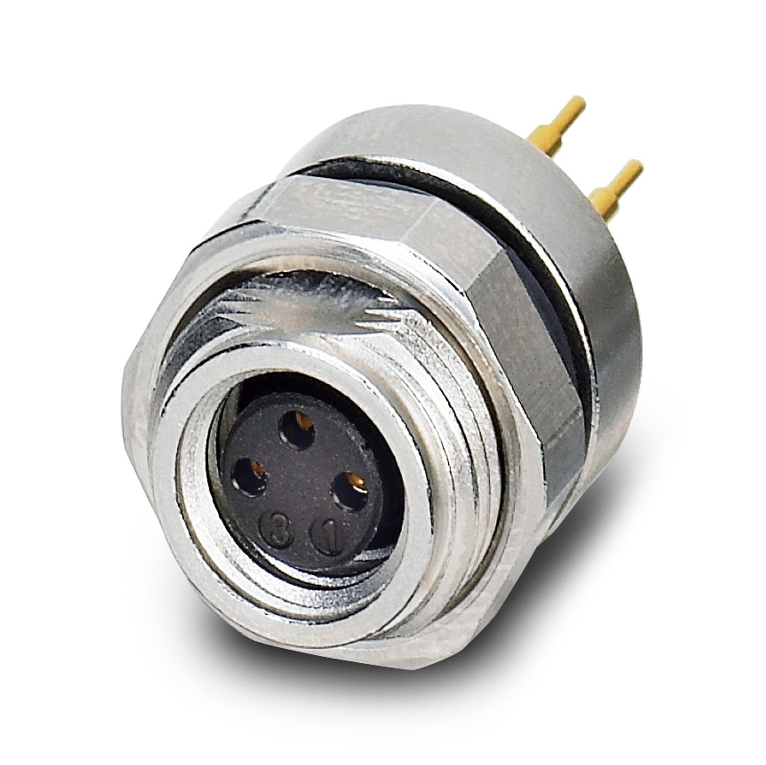 Device connector rear mounting, 3-position, Socket, straight, M8, A-coding, Wave soldering