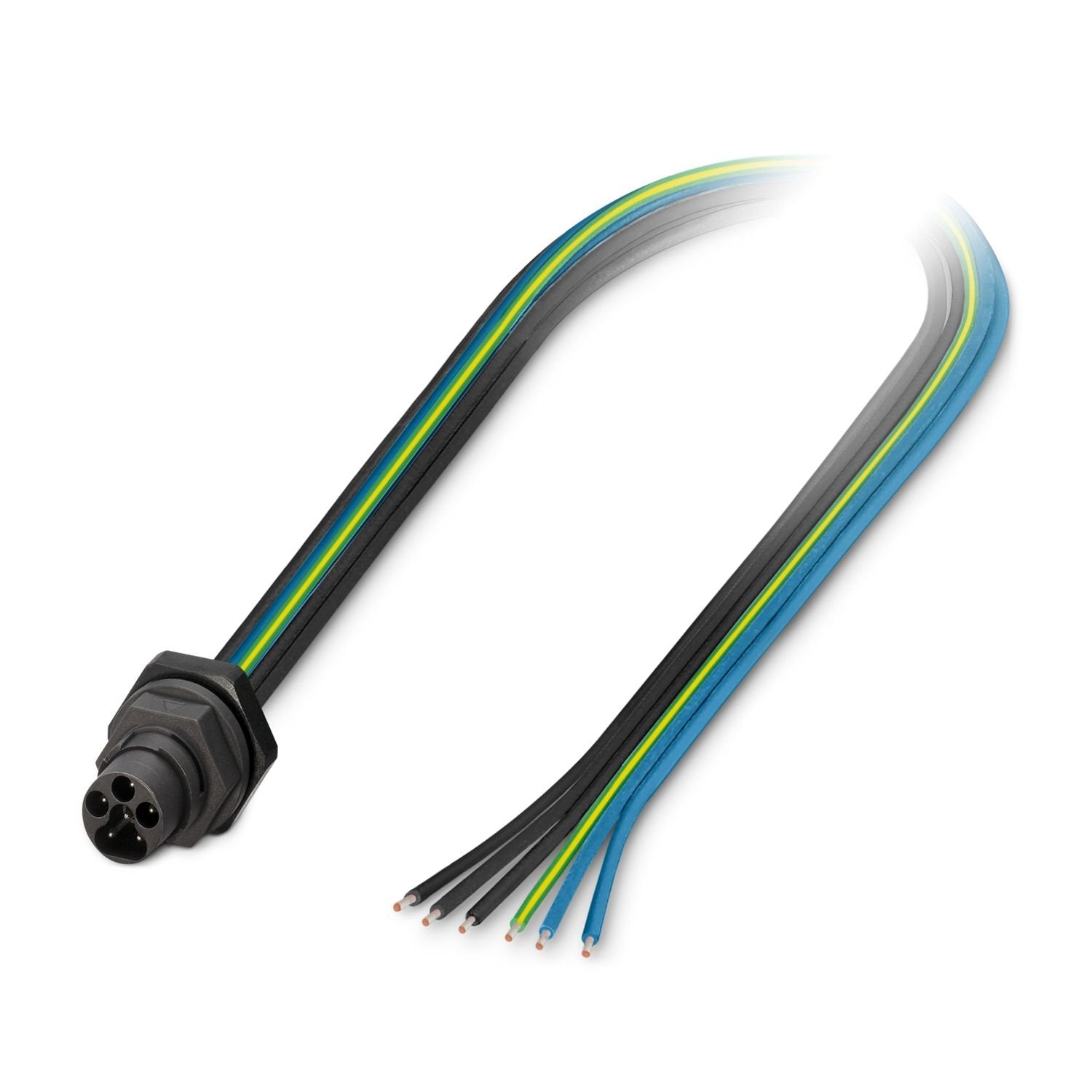 Device connector front mounting, 6-position, Pin, straight, S15, on free cable end, Individual wires, cable length: 0.25 m, 2.50 mm 2