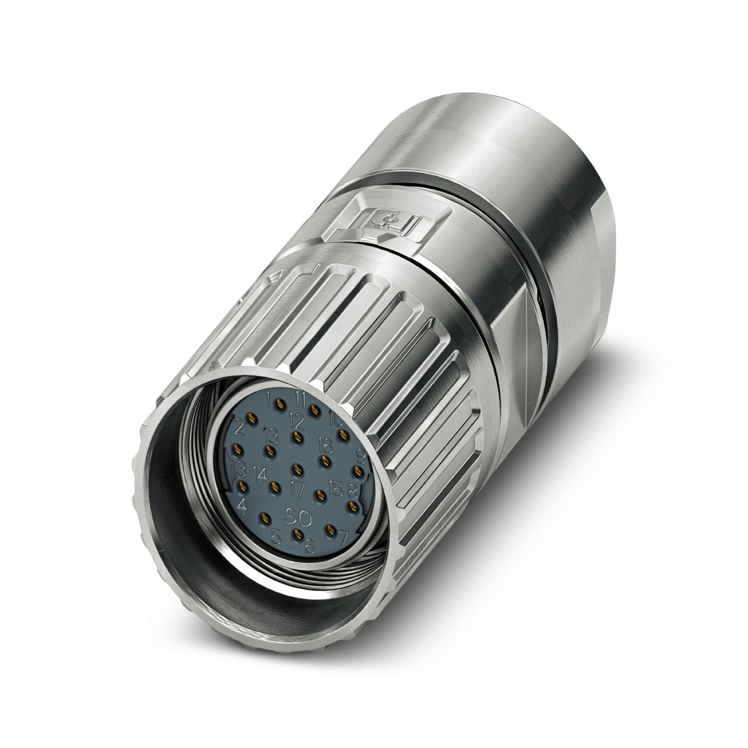 M23, Cable connector, series: M23 PRO, straight, shielded: yes, Screw locking mechanism, No. of pos.: 17, Direction of rotation: Standard, contact connection type: Socket, Crimp connection, cable diameter range: 3 mm ... 15 mm, coding: N, Item is lead-free in accordance with RoHS II without Exemption 6c (Pb < 0.1 %)