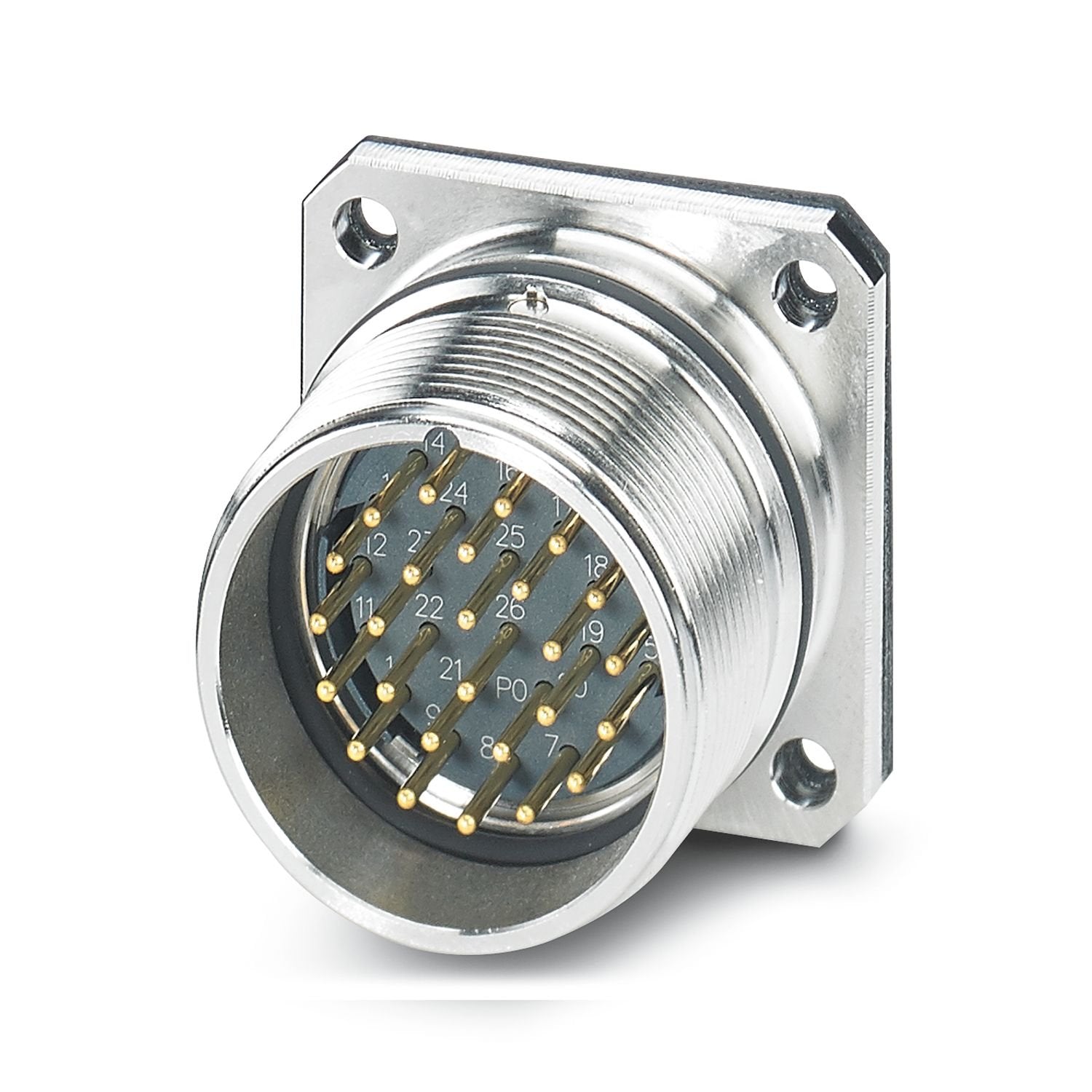 Device connector front mounting, straight, Screw locking mechanism, M27, number of positions: 26, contact connection type: Pin, Flat gasket, shielded: yes, number of positions: 26, connection method: Solder cup, series: HC, this item is expected to be lead-free from Q2 2026 in accordance with RoHS II without exception 6c (Pb < 0.1%), a lead-free alternative is possible on request in advance, This product is in the process of being discontinued. This product must no longer be considered for new projects. Ple