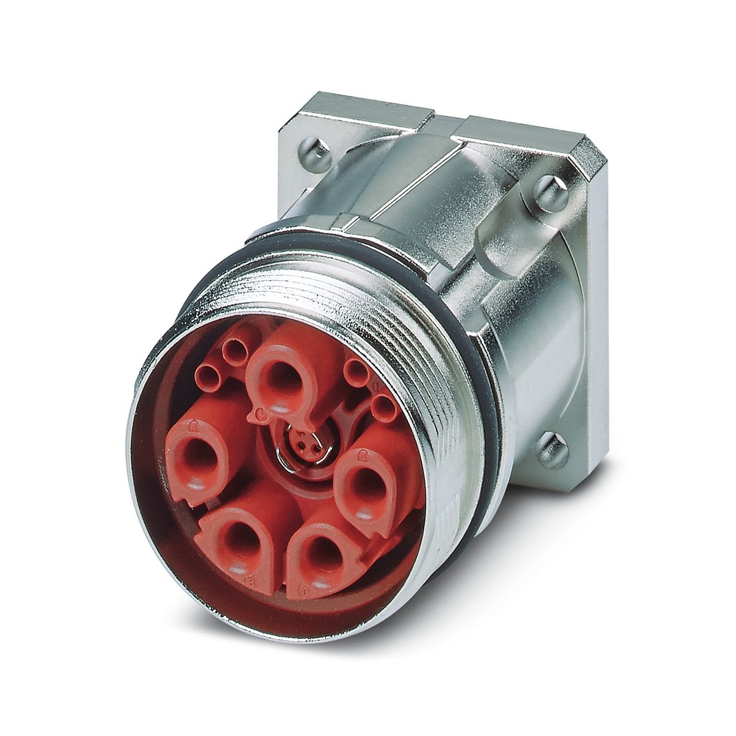 M40, Device connector front mounting, series: SB, straight, shielded: yes, for standard and SPEEDCON interlock, No. of pos.: 4+4+4+PE / 3+N+PE, contact connection type: Socket, Crimp connection, Axial O-ring, flange dimensions: 40 mm x 40 mm, coding: CAT5, coding 1, this item is expected to be lead-free from Q2 2026 in accordance with RoHS II without exception 6c (Pb < 0.1%), a lead-free alternative is possible on request in advance