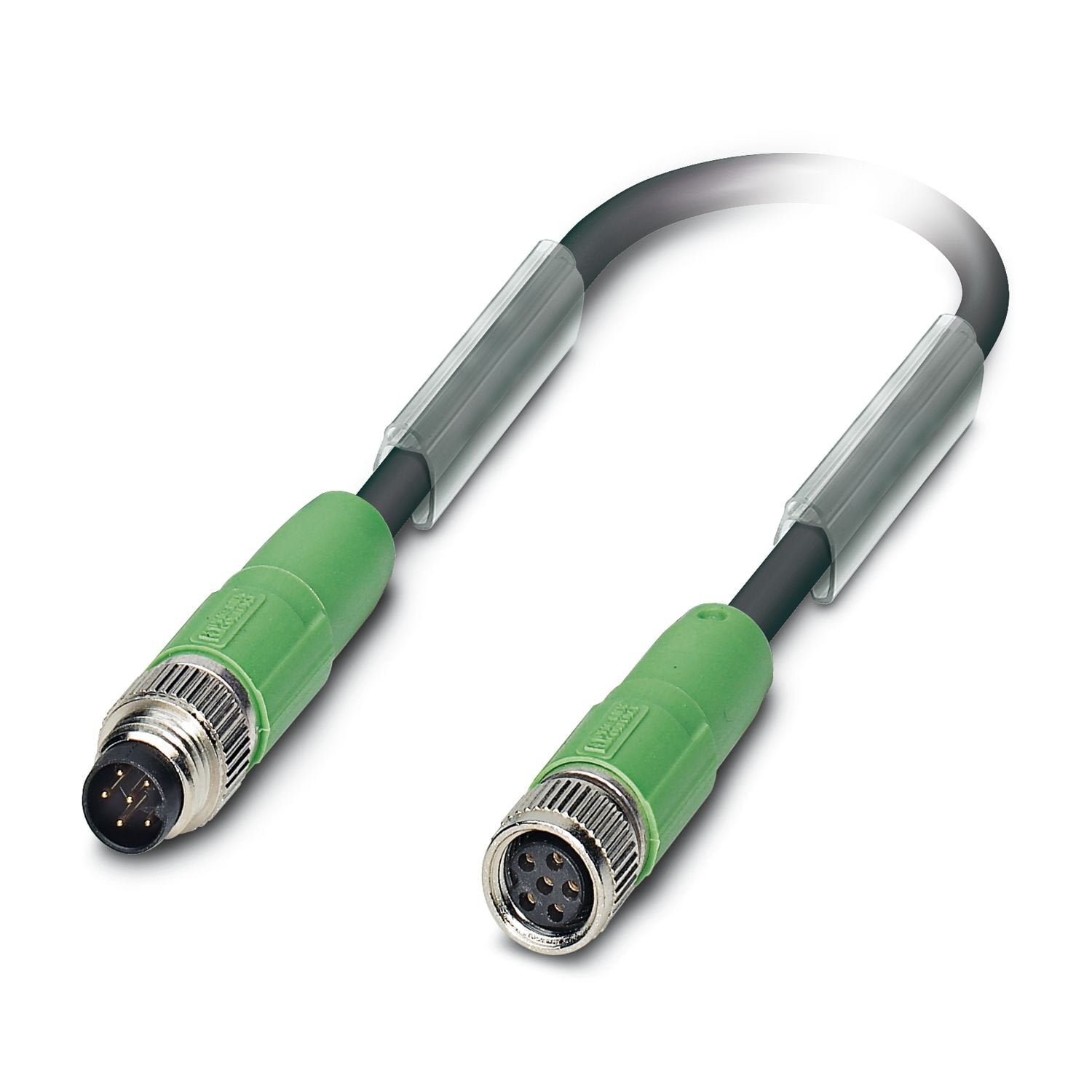 Sensor/actuator cable, 6-position, shielded, Plug straight M8, coding: A, on Socket straight M8, coding: A, cable length: Free input (0.2 ... 40.0 m)