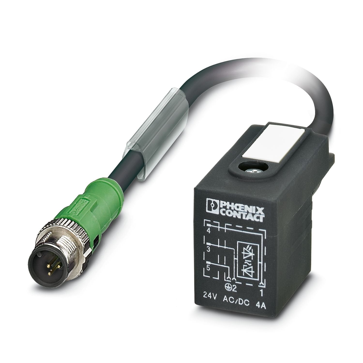 Sensor/actuator cable, 3-position, PUR halogen-free, black-gray RAL 7021, Plug straight M12 SPEEDCON, coding: A, on Valve connector BI (11 mm), with 1 LED, Wiring: Z diode, cable length: 0.3 m