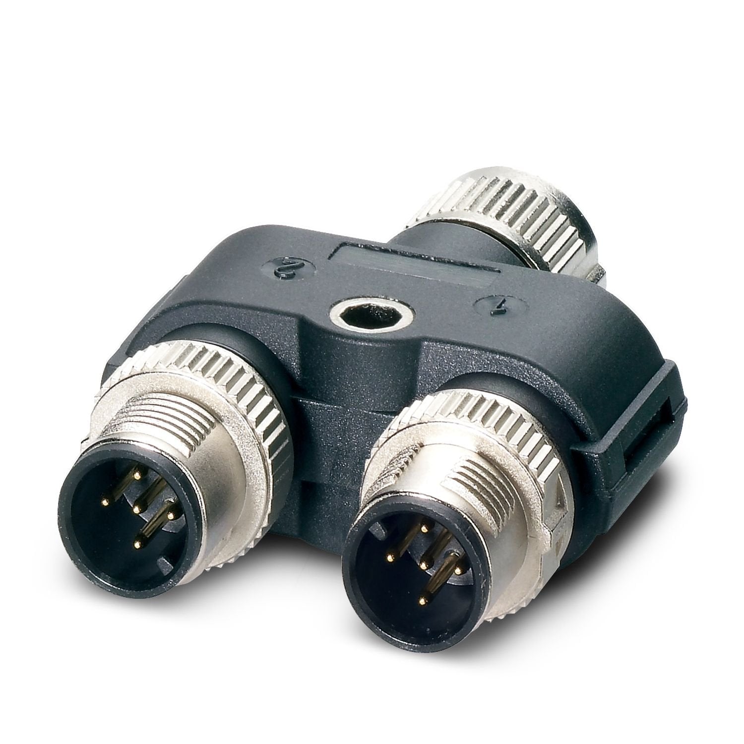 Y distributor, 5-position, shielded, Socket straight M12 SPEEDCON, coding: A, on Plug straight M12 SPEEDCON, coding: A and Plug straight M12 SPEEDCON, coding: A, Parallel distributor