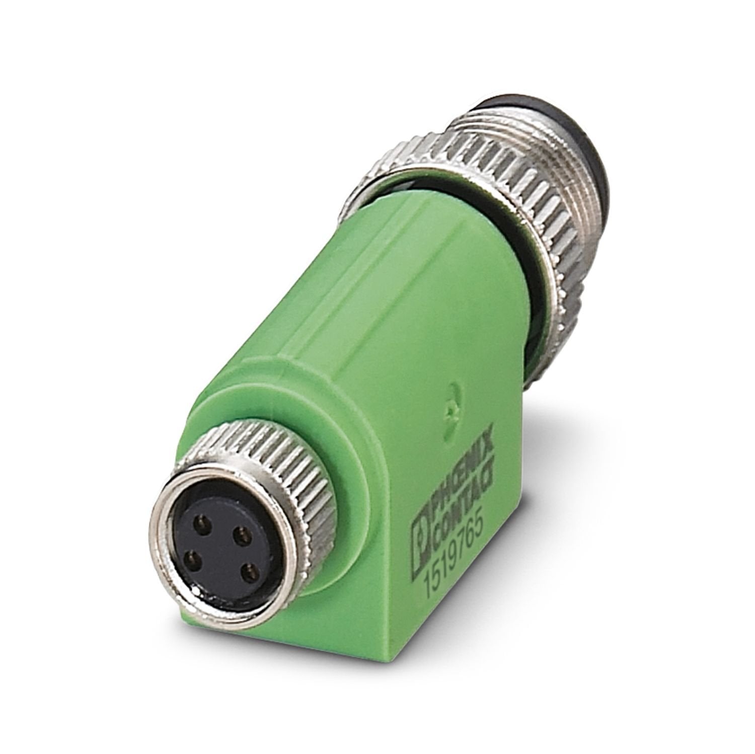 Adapter, 4-position, Plug straight M12, coding: A, on Socket straight M8, coding: A