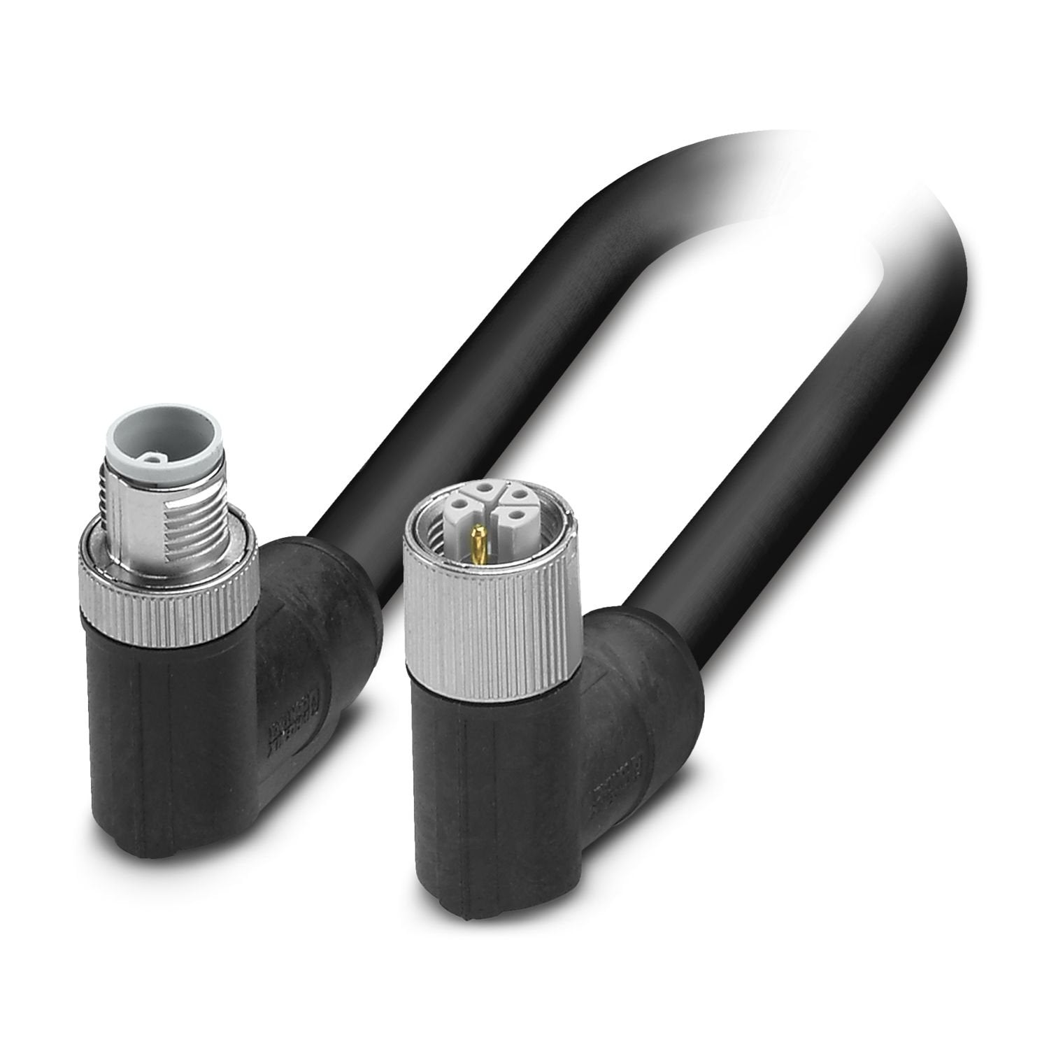 Power cable, 5-position, PVC, black, shielded (Advanced Shielding Technology), Plug straight M12, coding: L, on Socket straight M12, coding: L, cable length: 10 m