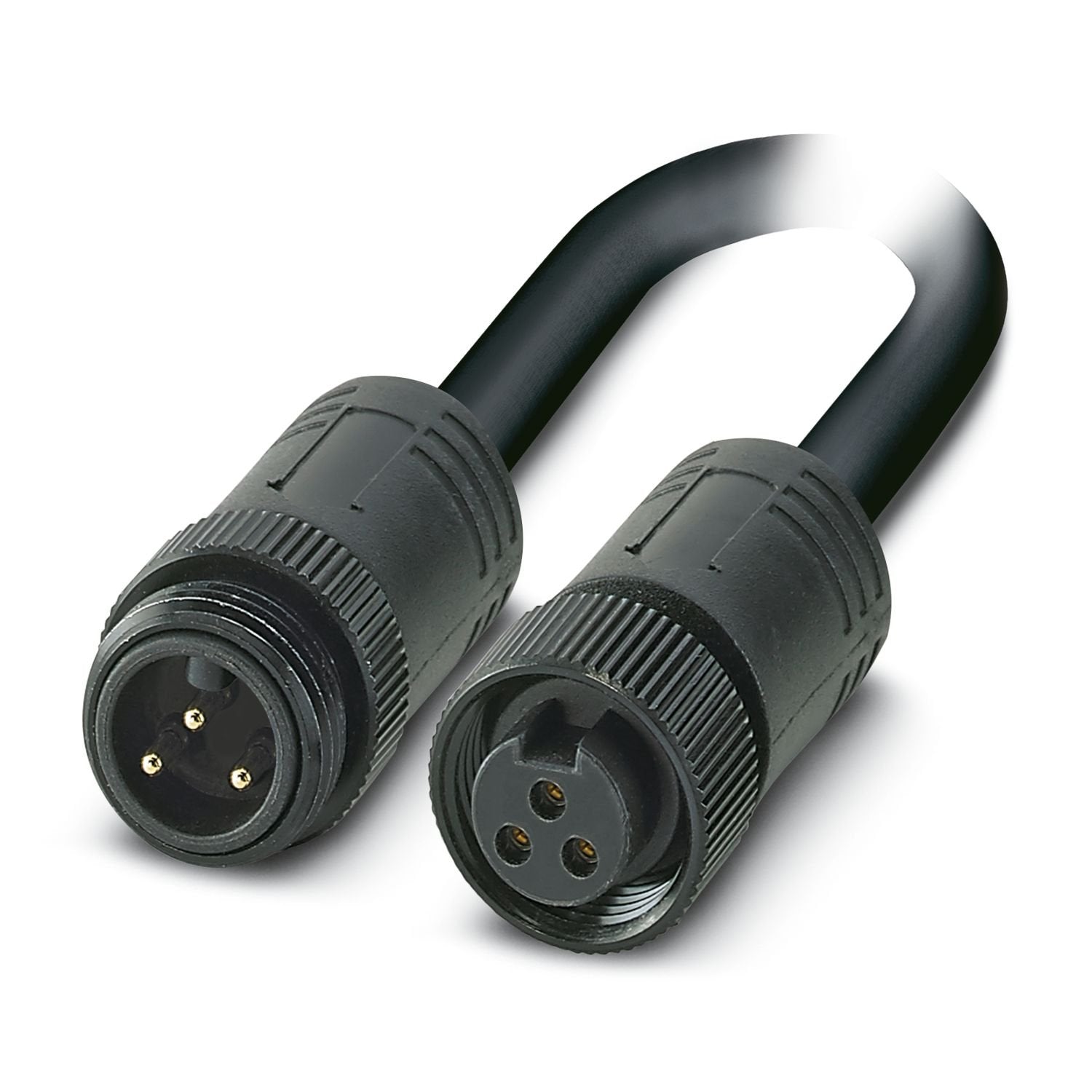 Power cable, 3-position, PVC, black, Plug straight 7/8"-16UNF, coding: A, on Socket straight 7/8"-16UNF, coding: A, cable length: 5 m