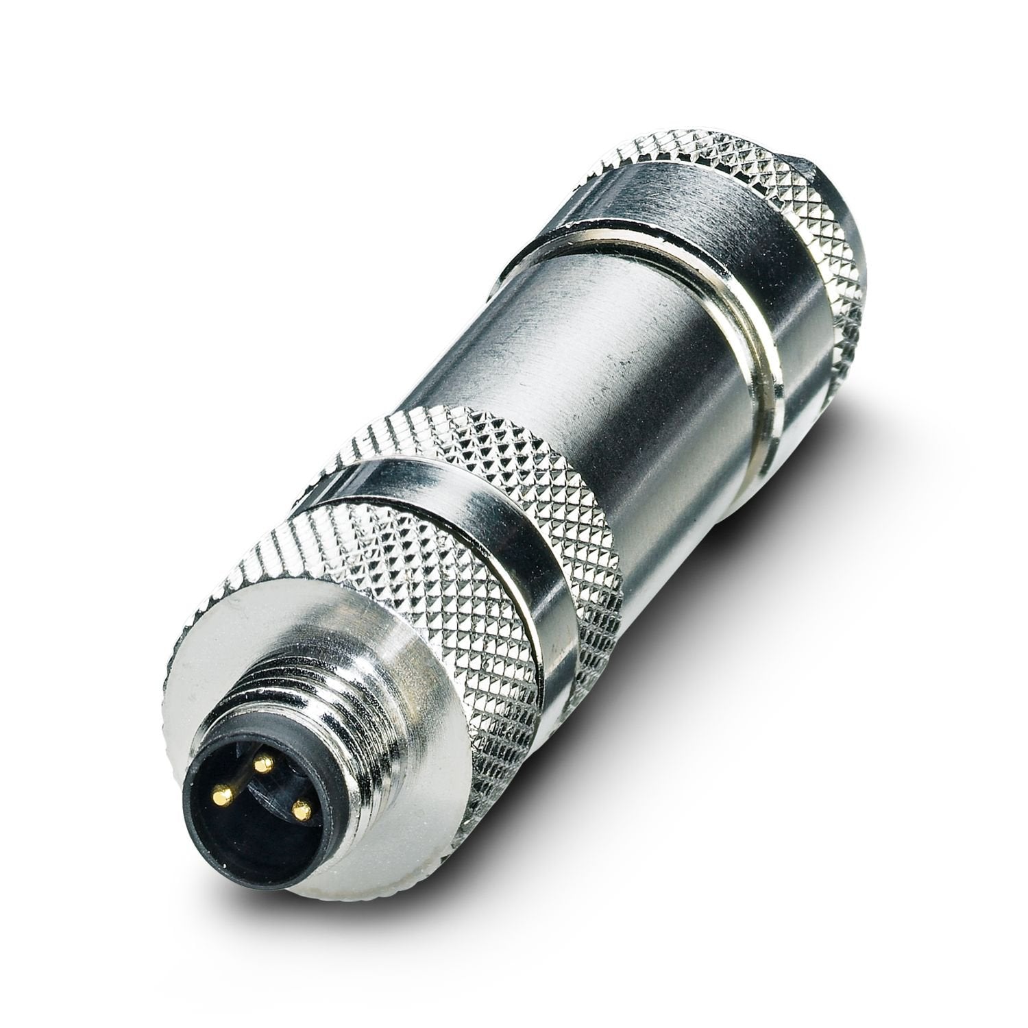 Connector, Universal, 3-position, shielded, Plug straight M8, coding: A, Screw connection, knurl material: Brass, nickel-plated, external cable diameter 3.5 mm ... 5.5 mm