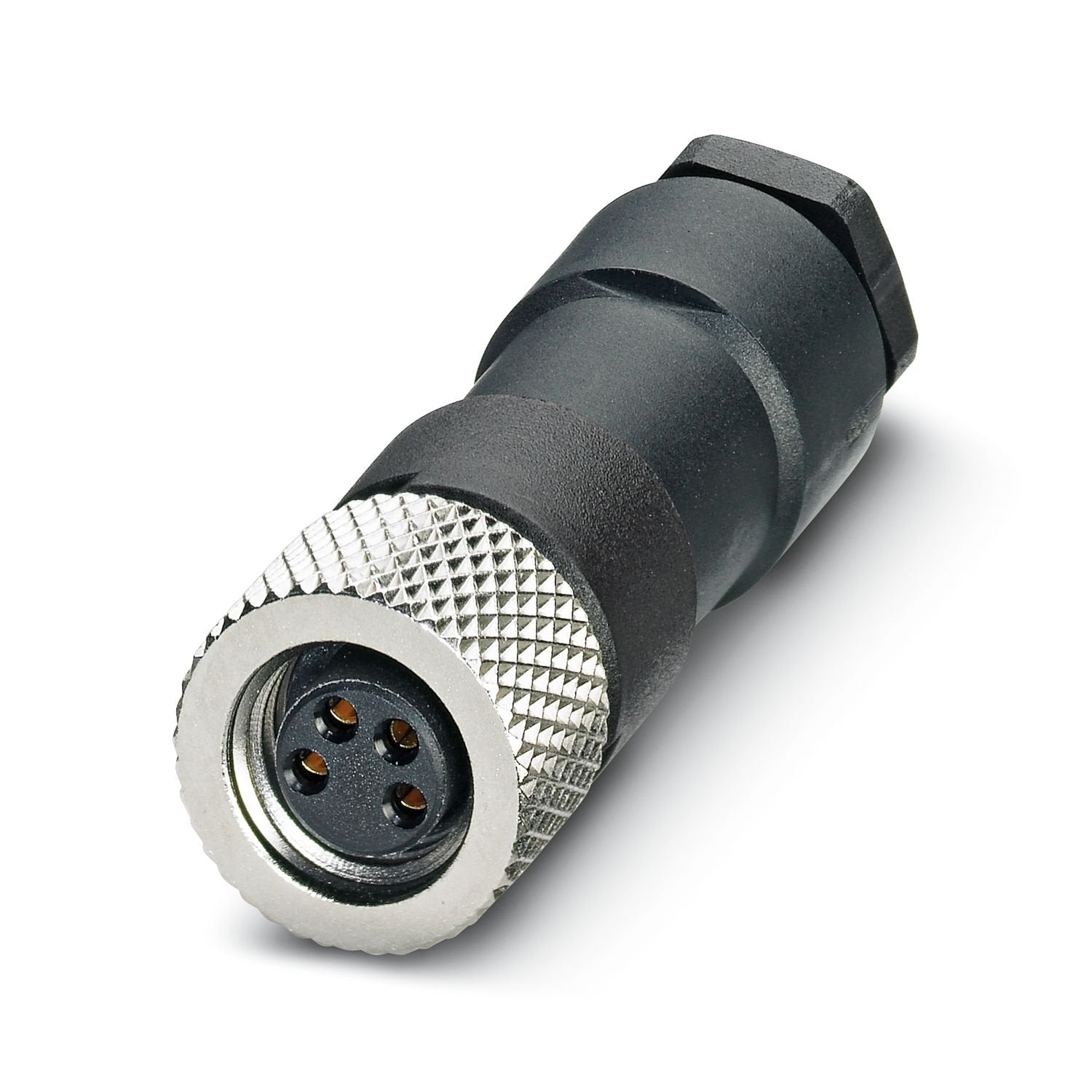 Connector, Universal, 4-position, Socket straight M8, coding: A, Solder connection, knurl material: Brass, nickel-plated, external cable diameter 3.5 mm ... 5 mm
