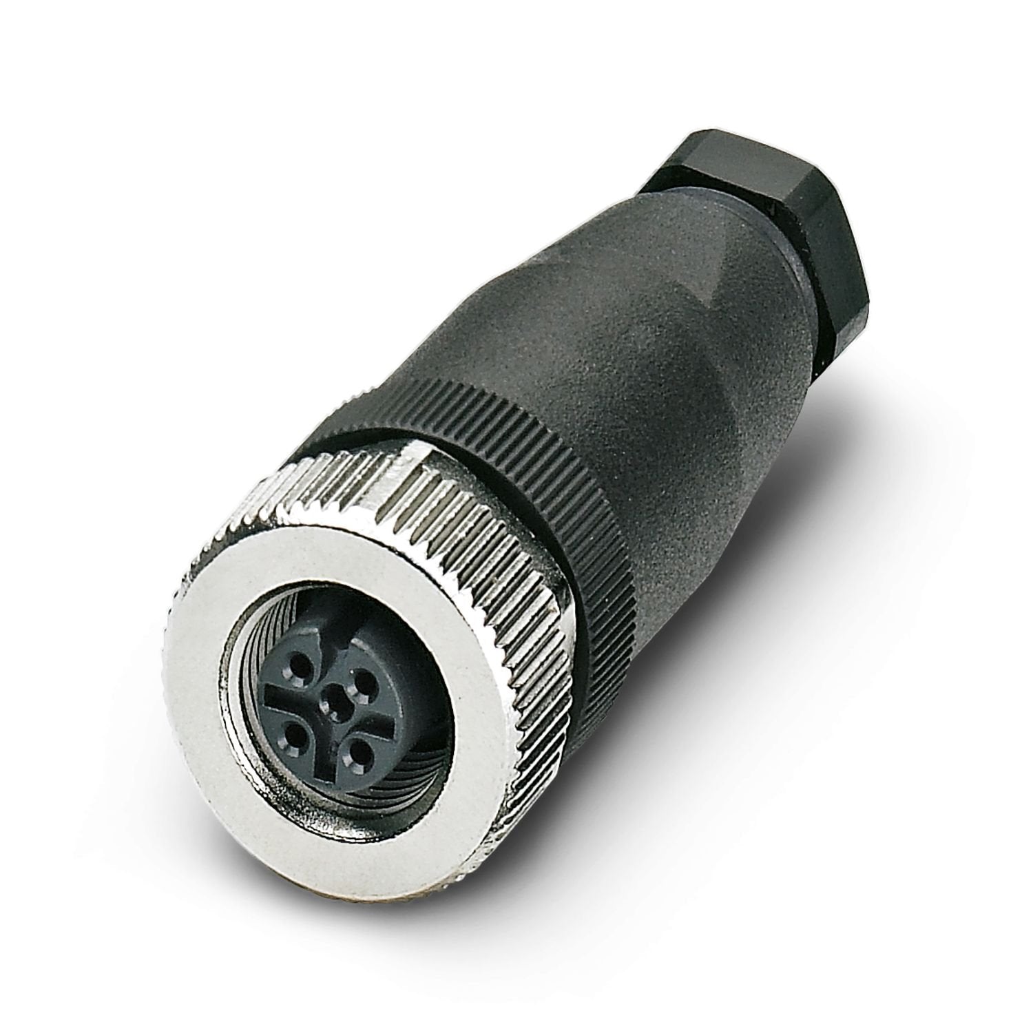 Connector, Universal, 4-position, Socket straight M12, coding: A, Screw connection, knurl material: Zinc die-cast, nickel-plated, cable gland Pg7, external cable diameter 4 mm ... 6 mm