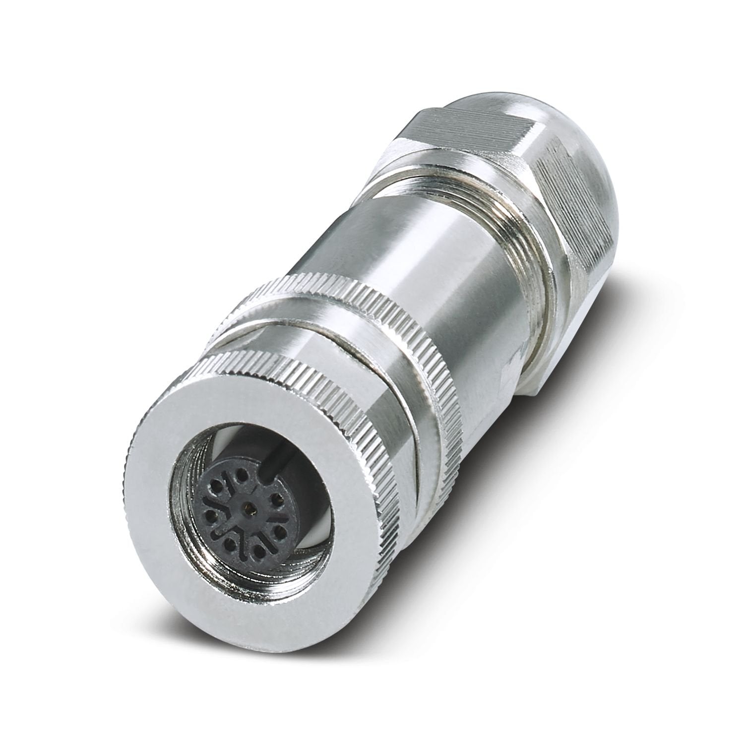 Connector, Universal, 8-position, shielded, Socket straight M12, coding: A, Screw connection, knurl material: Brass, nickel-plated, external cable diameter 6 mm ... 8 mm