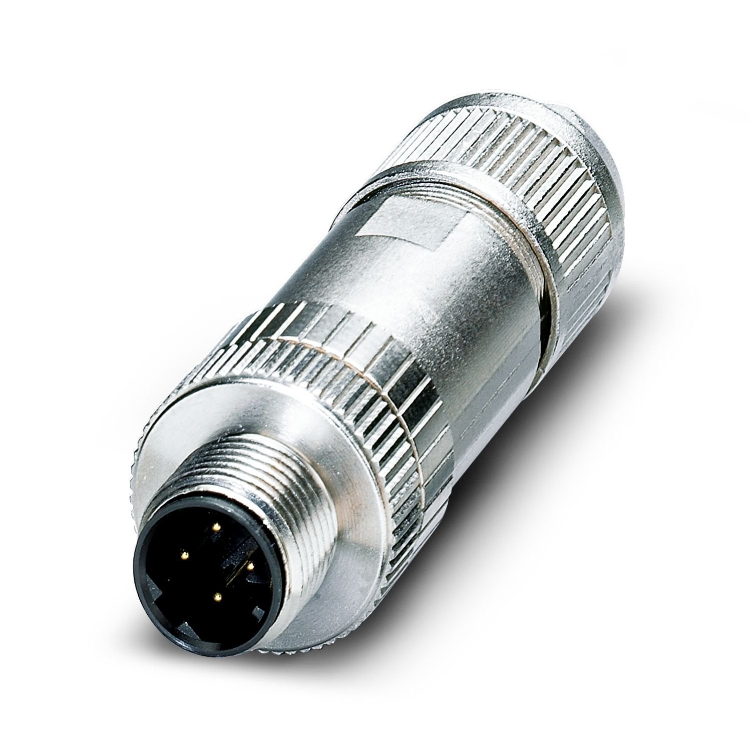 Data connector, Ethernet CAT5 (100 Mbps), 4-position, shielded, Plug straight M12, coding: D, Insulation displacement connection, knurl material: Brass, nickel-plated, external cable diameter 4 mm ... 8 mm