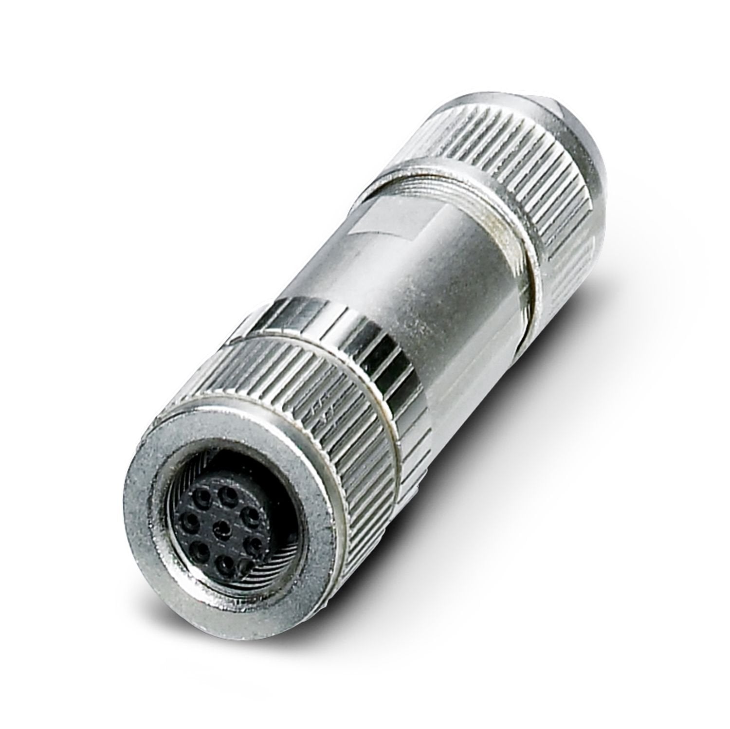 Data connector, VARAN, 6-position, shielded, Socket straight M12, coding: A, Insulation displacement connection, knurl material: Brass, nickel-plated, external cable diameter 4 mm ... 8 mm