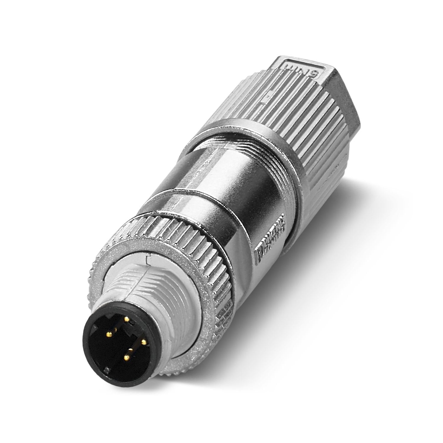 Data connector, PROFINET CAT5 (100 Mbps), 4-position, halogen-free, shielded, Plug straight M12, coding: D, Insulation displacement connection, knurl material: Zinc die-cast, nickel-plated, external cable diameter 5 mm ... 9.7 mm