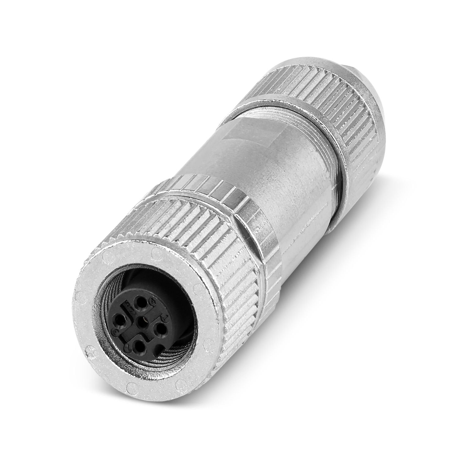 Data connector, CC link (10 Mbps), 4-position, shielded, Socket straight M12, coding: A, Push-lock spring connection, knurl material: Zinc die-cast, nickel-plated, external cable diameter 4 mm ... 8 mm
