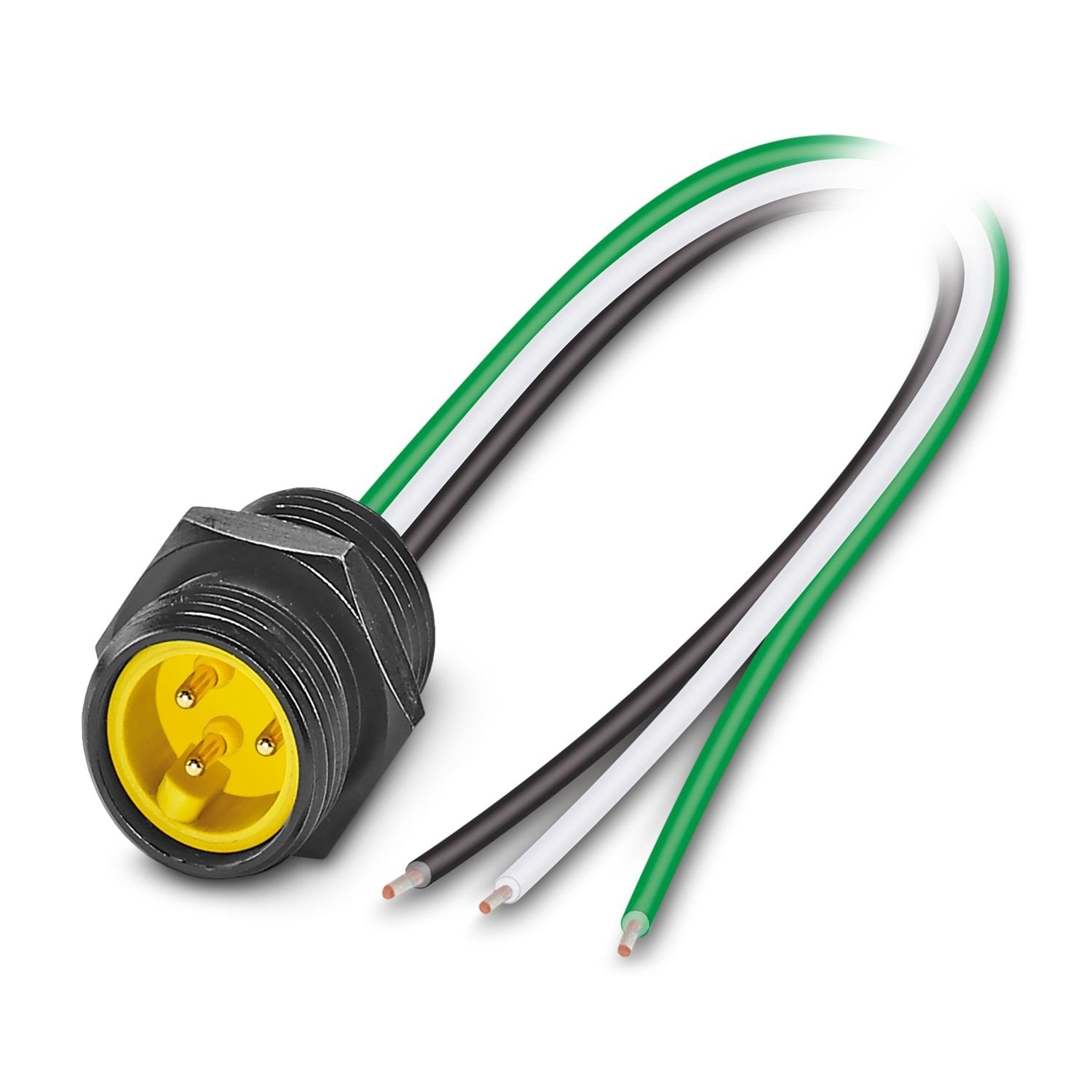 Flush-type connector, 3-position, Plug, straight, 7/8"-16UNF, on free cable end, Individual wires, cable length: 1 m, 1.50 mm 2 , PVC litz wire