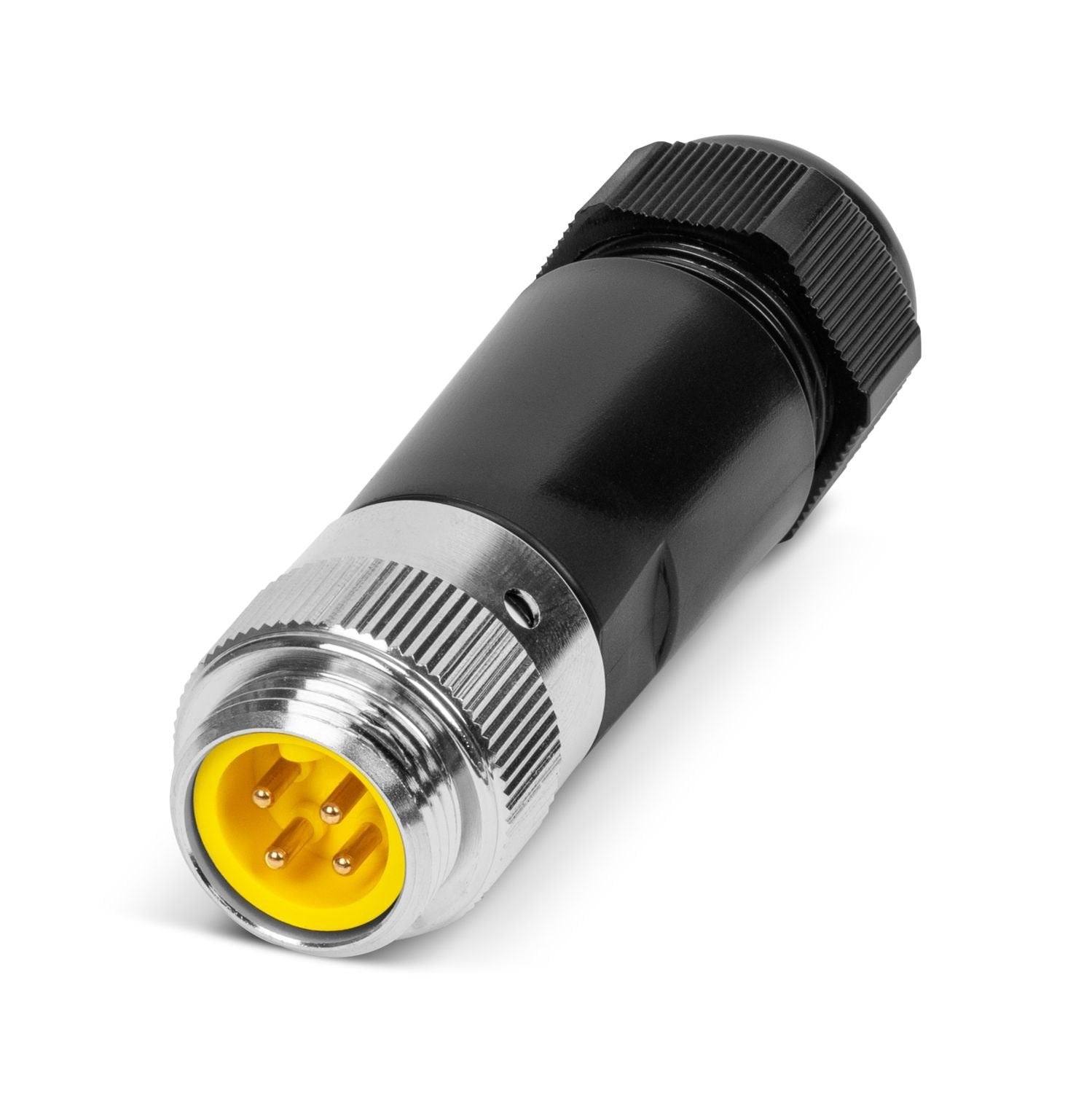 Connector, 4-position, Plug straight 7/8"-16UNF, coding: A, Screw connection, knurl material: Brass, nickel-plated, external cable diameter 8 mm ... 17 mm