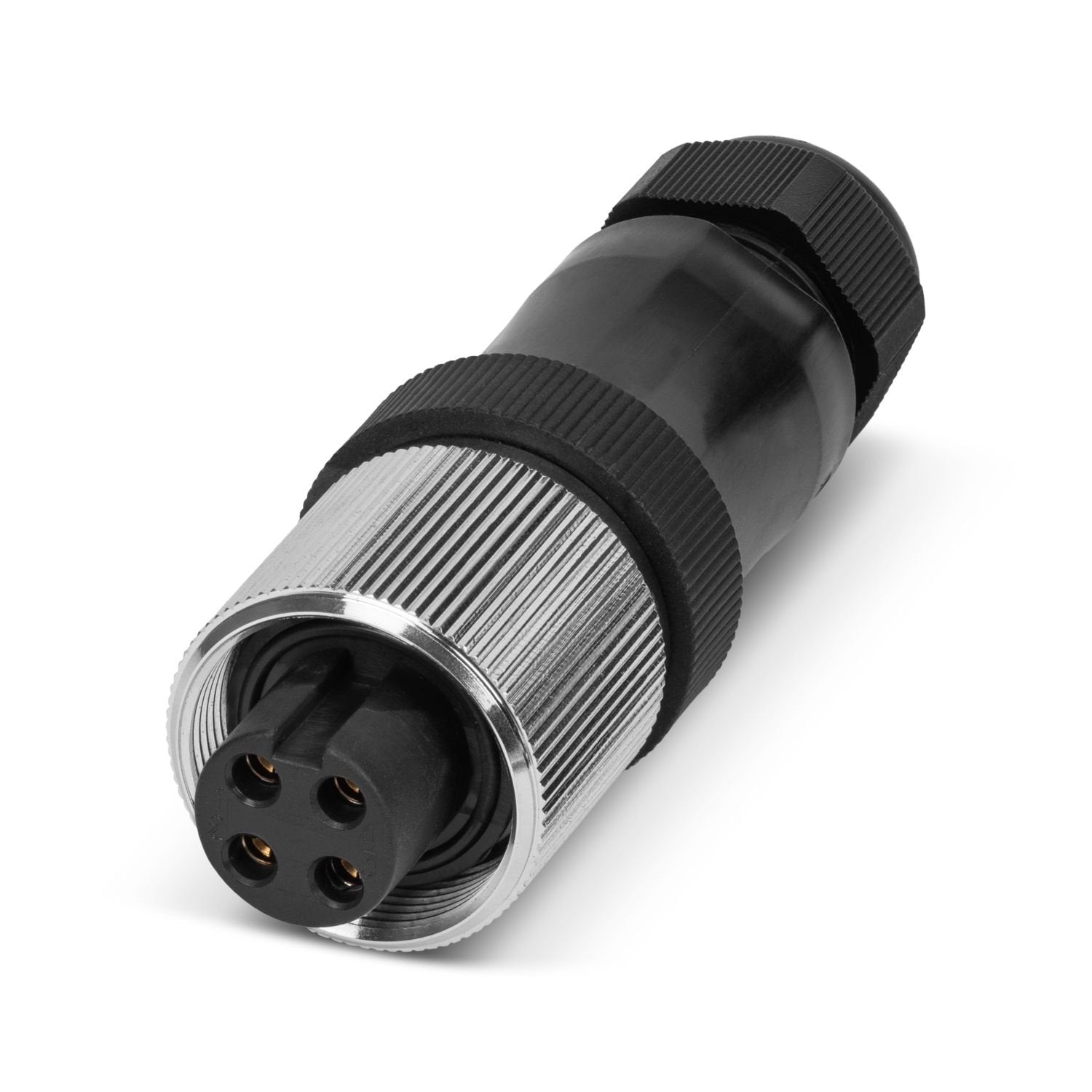Connector, 4-position, Socket straight 1-3/8" - 16UN, coding: Standard, Screw connection, knurl material: Brass, nickel-plated, external cable diameter 12 mm ... 18 mm