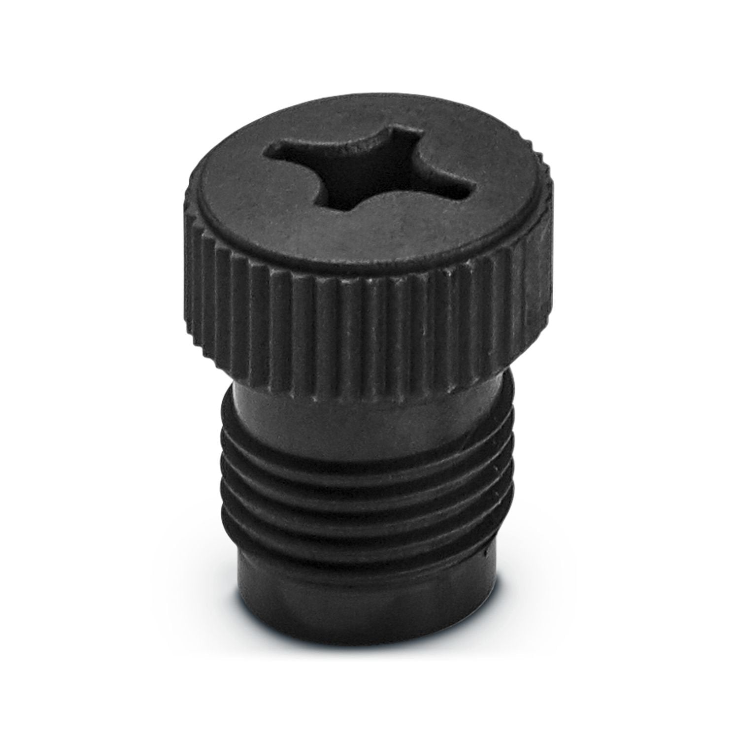 An M12 screw plug for the unoccupied M12 sockets of the sensor/actuator cable, boxes and flush-type connectors