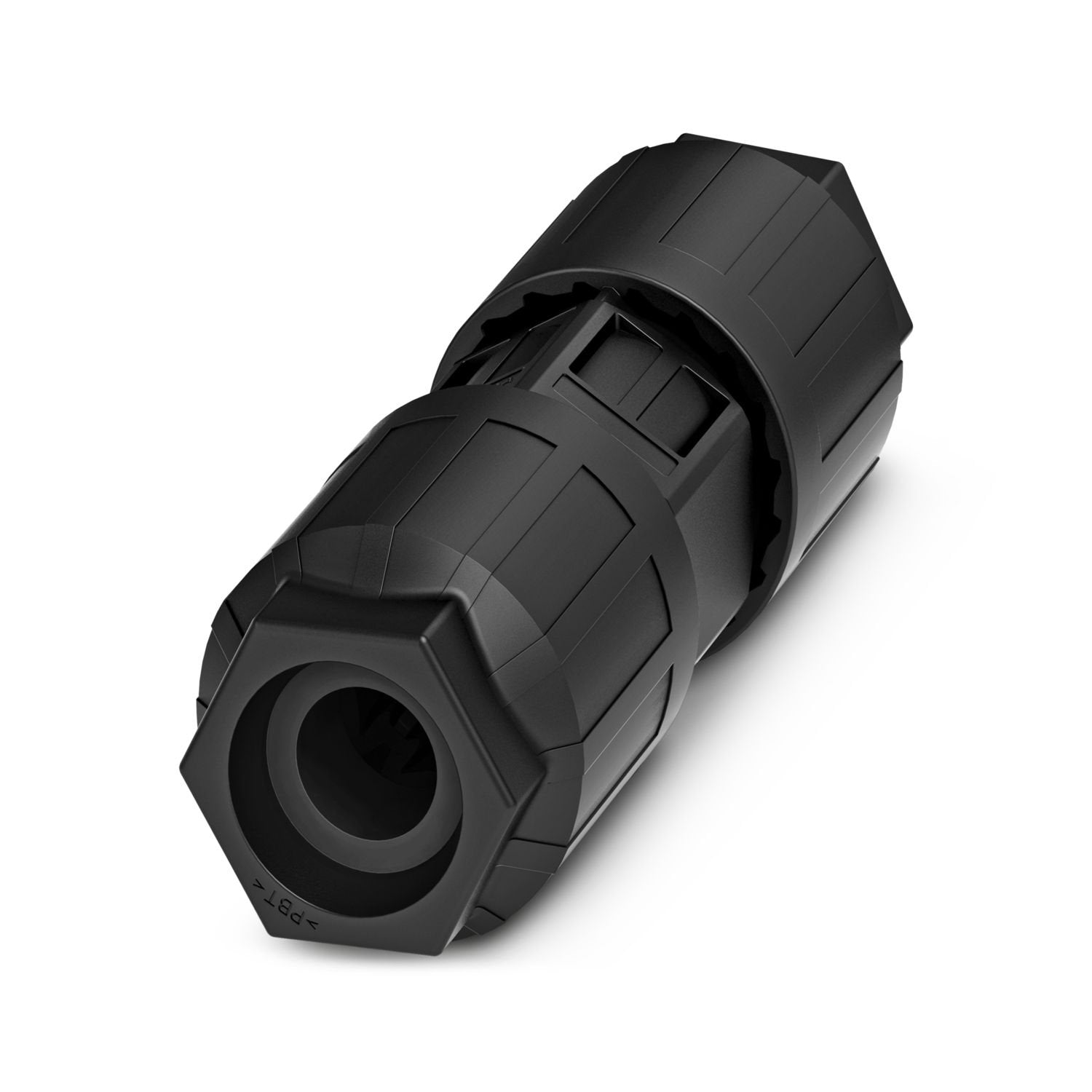 QUICKON cable connector, black, 4+PE-pos., 2.5 mm 2 ... 6.0 mm 2 /690 V/40 A, for cable diameter of 12 mm ... 20 mm.