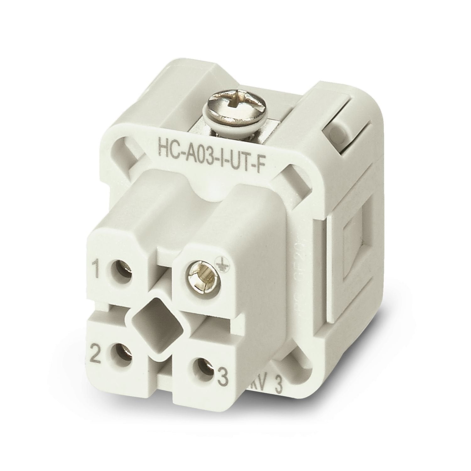 Contact insert, number of positions: 3+PE, size: D7, number of connections per position: 1, Socket, Screw connection, 230 V/400 V, 10 A, 0.5 mm 2 ... 2.5 mm 2