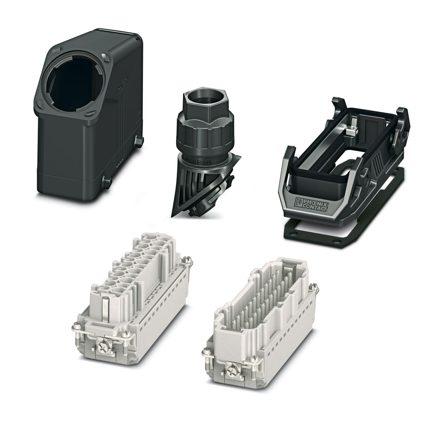 EVO connector set, consisting of sleeve housing, panel mounting base, push-in contact inserts: 1407735, 1407736, 1407661, 1407657, 1407671