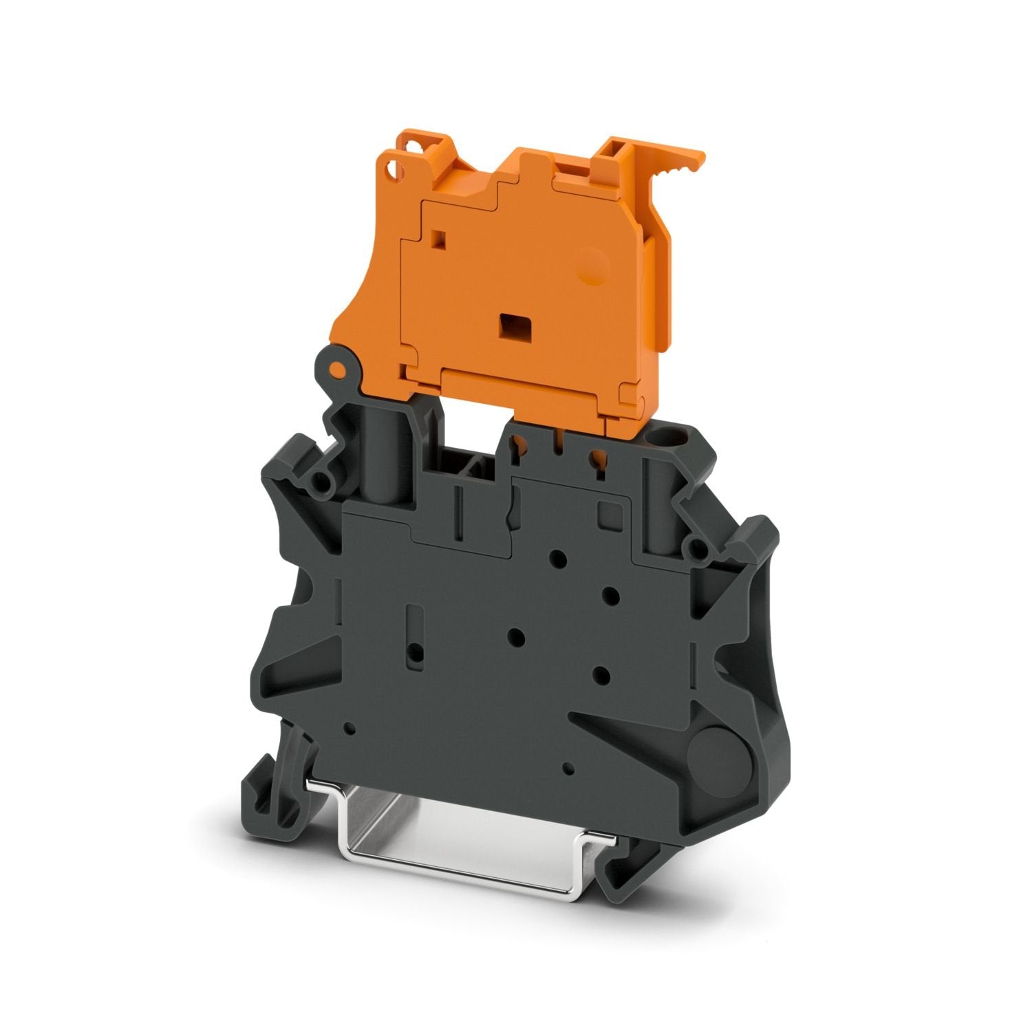 Lever-type disconnect terminal block, nom. voltage: 500 V, nominal current: 20 A, connection method: Screw connection, Rated cross section: 4 mm 2 , cross section: 0.14 mm 2 - 6 mm 2 , mounting: NS 35/7,5, NS 35/15, color: black/orange
