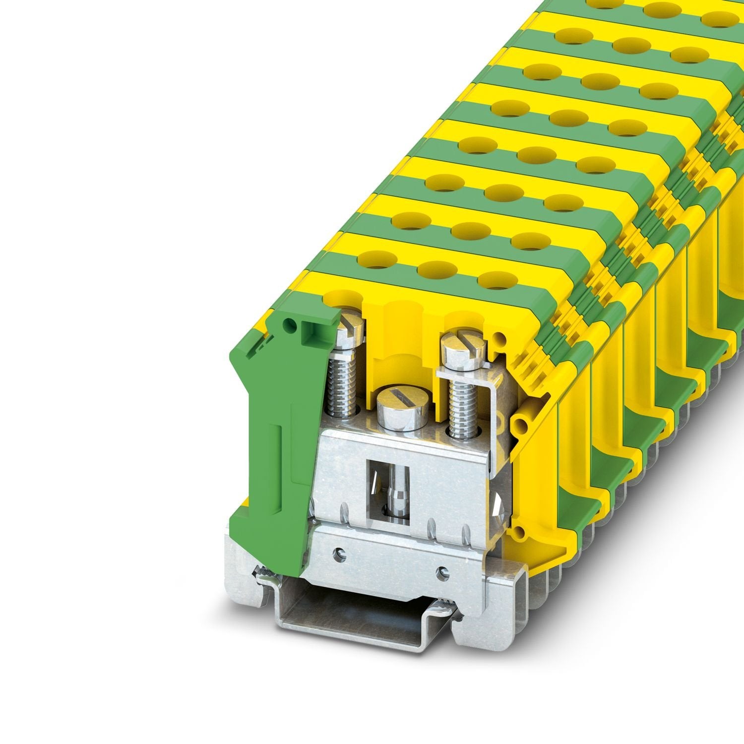 Installation protective conductor terminal block, Screw connection, Rated cross section: 35 mm 2 , cross section: 0.75 mm 2 - 35 mm 2 , mounting type: NS 35/7,5, NS 35/15, color: green-yellow
