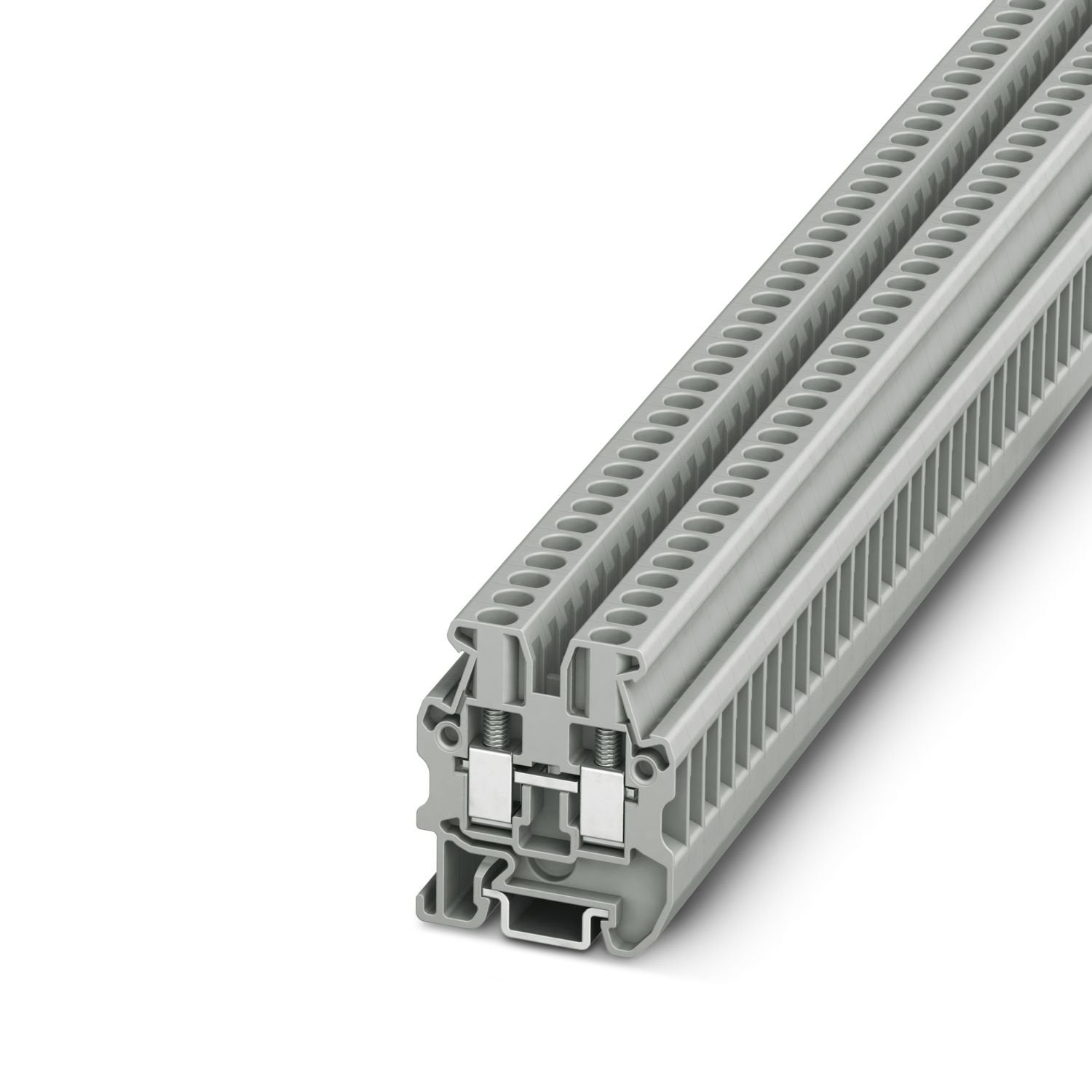 Mini feed-through terminal block, nom. voltage: 500 V, nominal current: 24 A, number of connections: 2, number of positions: 1, connection method: Screw connection, Rated cross section: 2.5 mm 2 , 1 level, cross section: 0.2 mm 2 - 4 mm 2 , mounting type: NS 15, color: gray