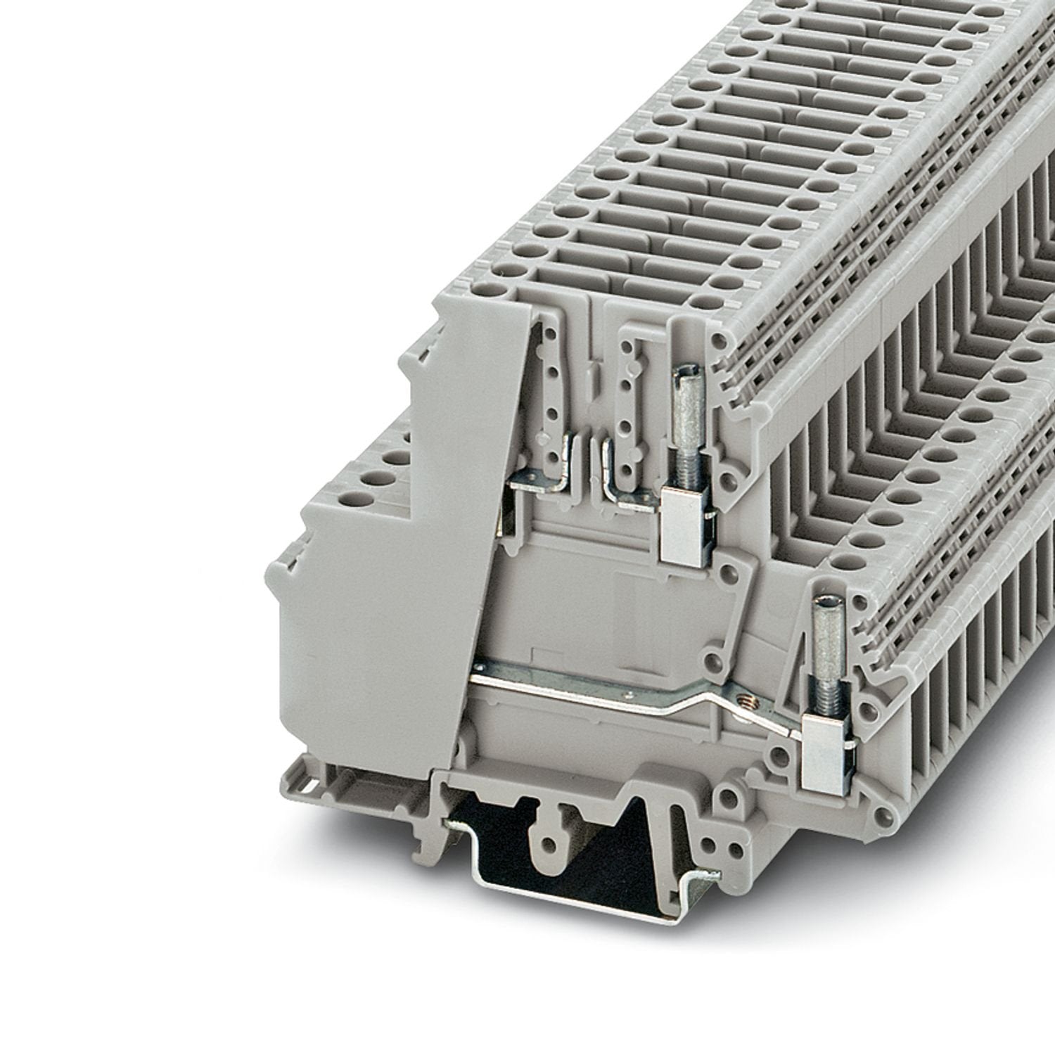 Disconnect terminal block, Current and voltage are determined by the plug used., nom. voltage: 400 V, nominal current: 26 A, connection method: Screw connection, Rated cross section: 4 mm 2 , cross section: 0.2 mm 2 - 4 mm 2 , 2nd level, connection method: Screw connection, Rated cross section: 4 mm 2 , cross section: 0.2 mm 2 - 4 mm 2 , mounting: NS 35/7,5, NS 35/15, NS 32, color: gray