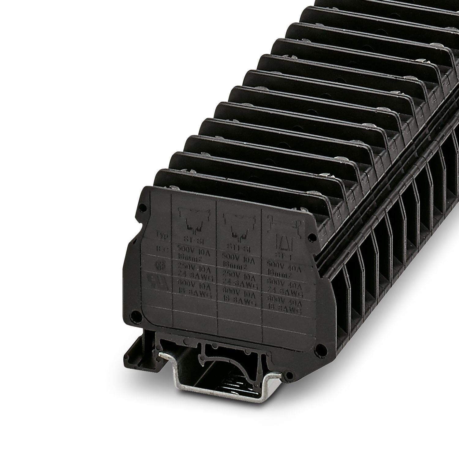 Fuse modular terminal block, without fuse plug, nom. voltage: 500 V, nominal current: 10 A, 1 level, connection method: Screw connection, Rated cross section: 1.5 mm 2 , cross section: 0.5 mm 2 - 16 mm 2 , mounting: NS 35/7,5, NS 35/15, NS 32, color: black